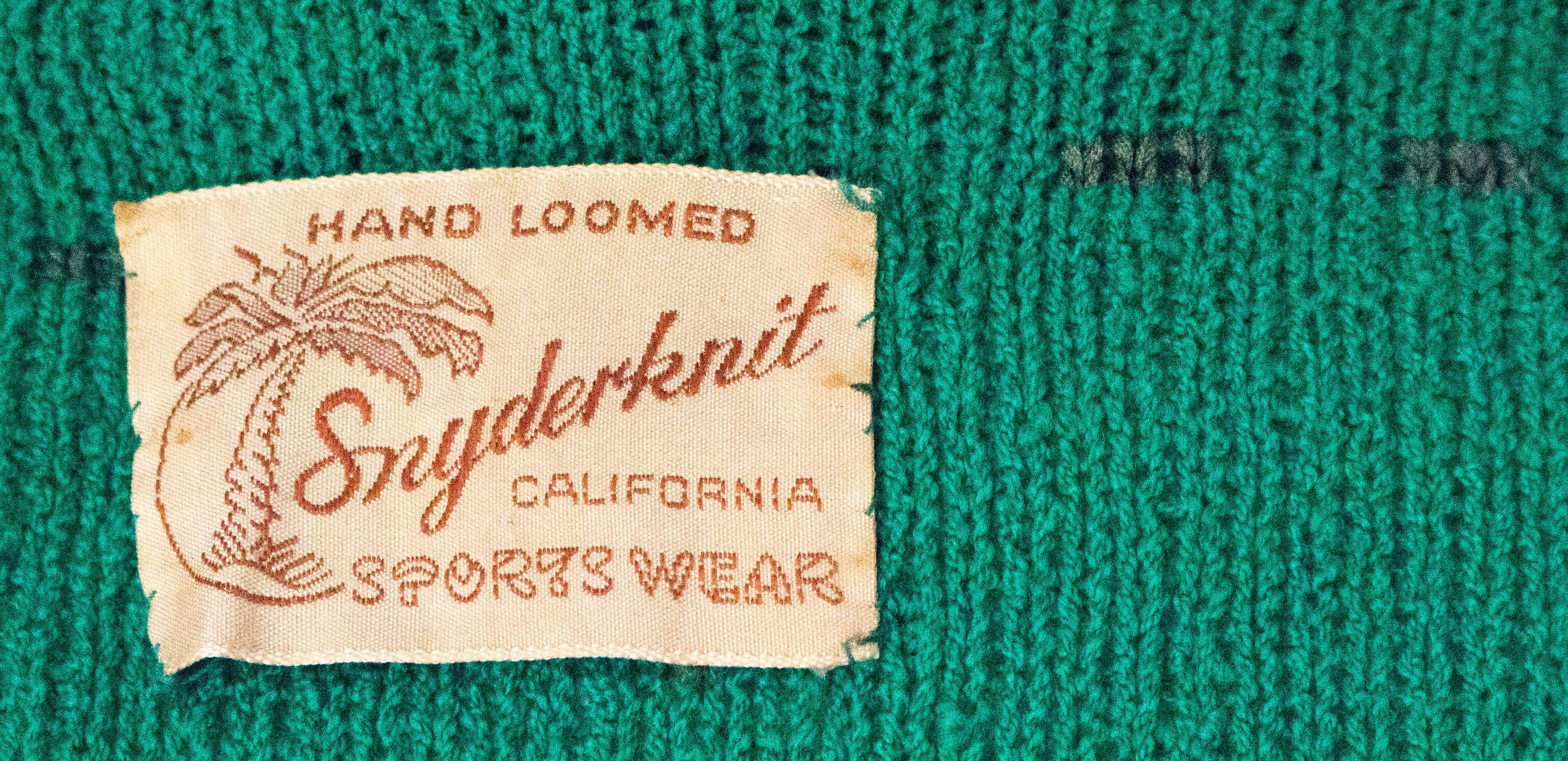 50s Green Knit Sweater Top With Ribbon Weave 2