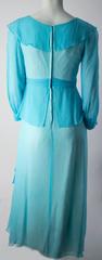 1960s Sky Blue Silk Chiffon Ruffle Dress