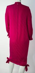 80s Nina Ricci Magenta Silk Jacquard Dress