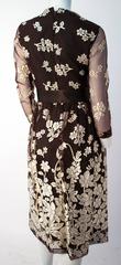 60s Brown Floral Burnout Dress