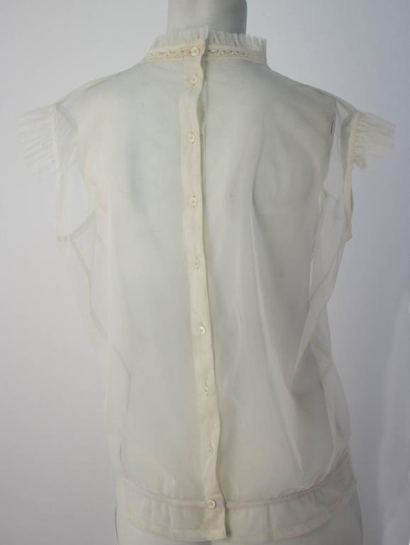 70s Sleeveless Net Blouse with Lace Detail For Sale at 1stDibs