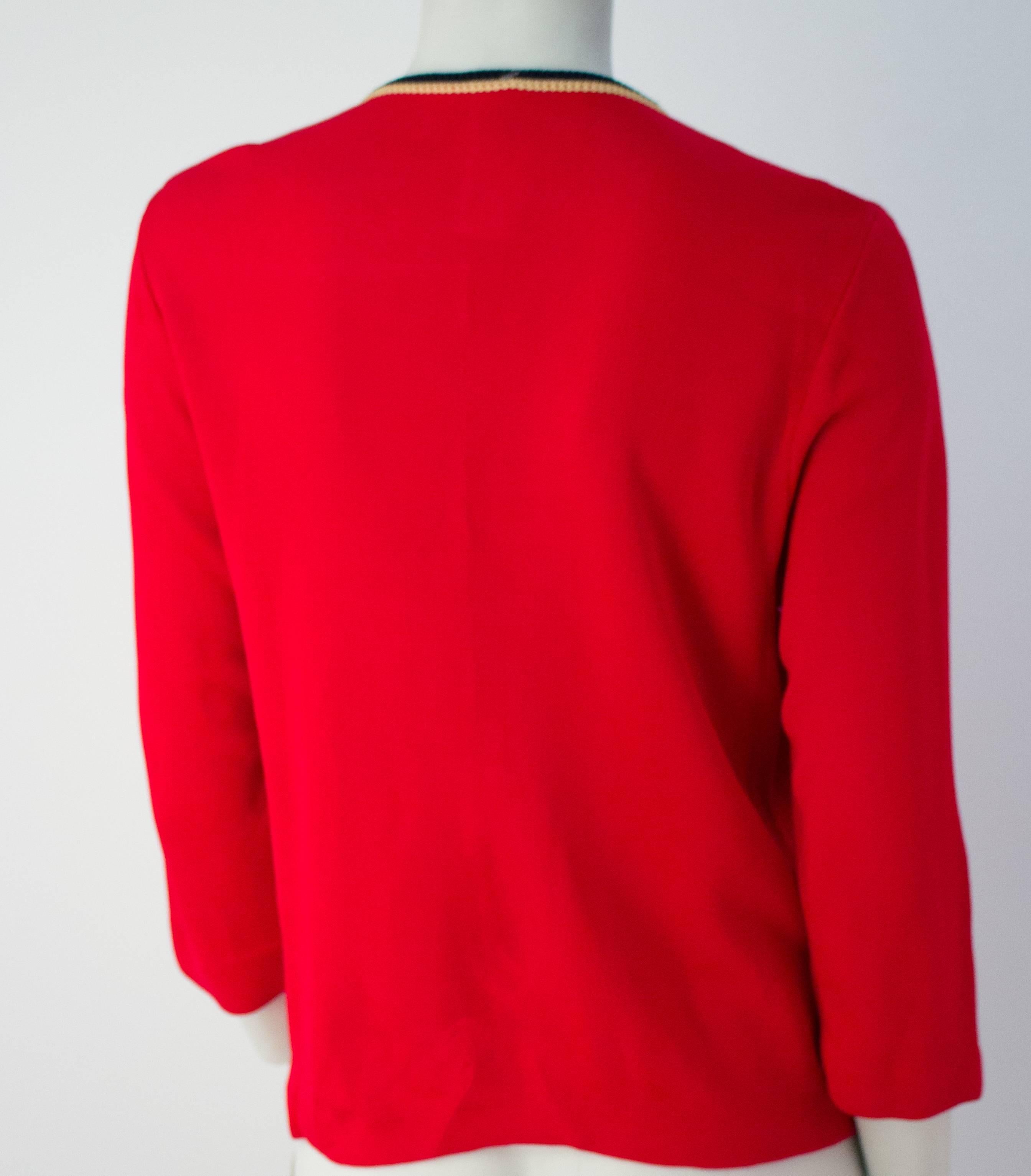 Red 60s Square Knit Cardigan