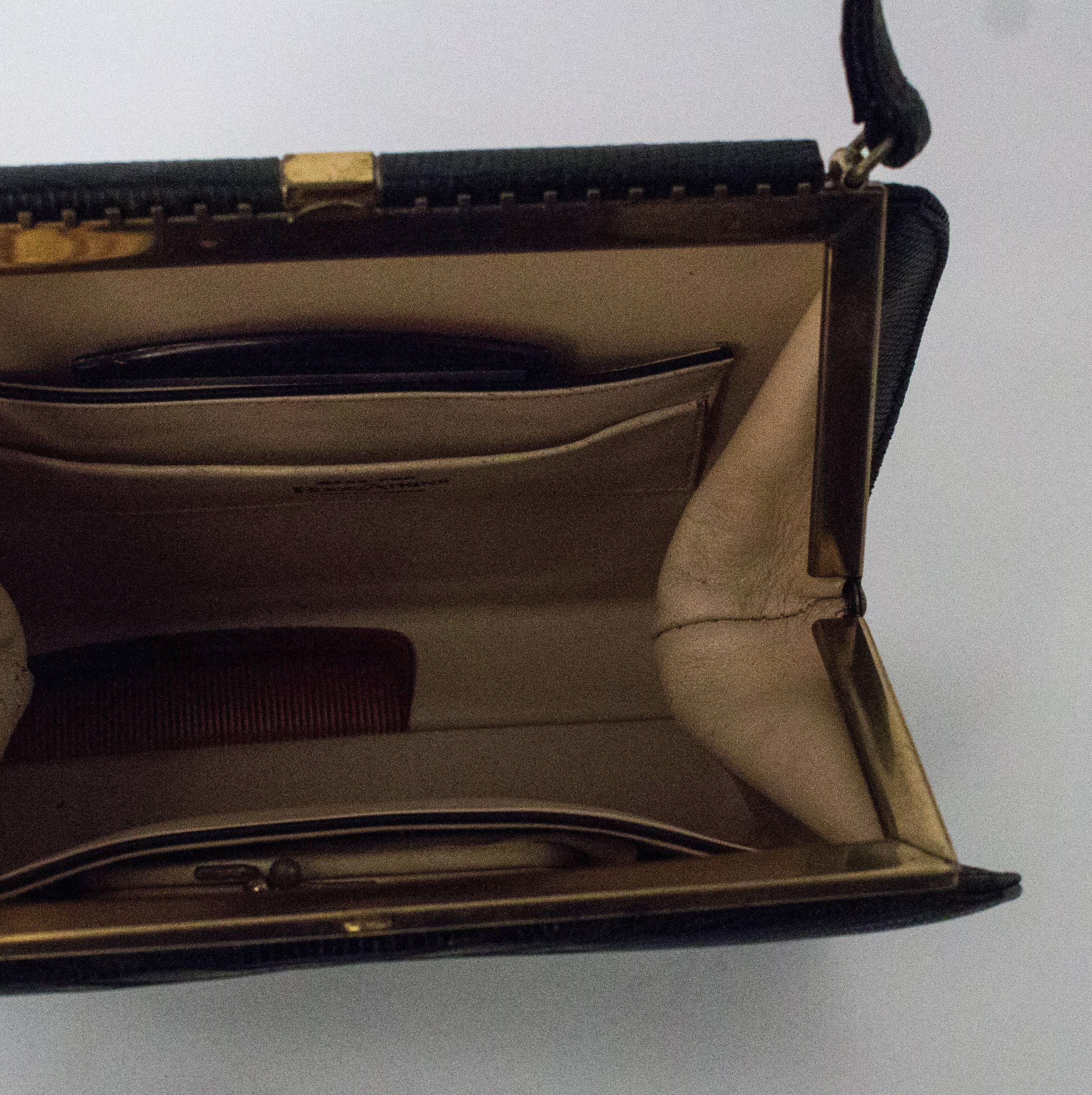 50s Roos Atkins Black Lizard Handbag 2