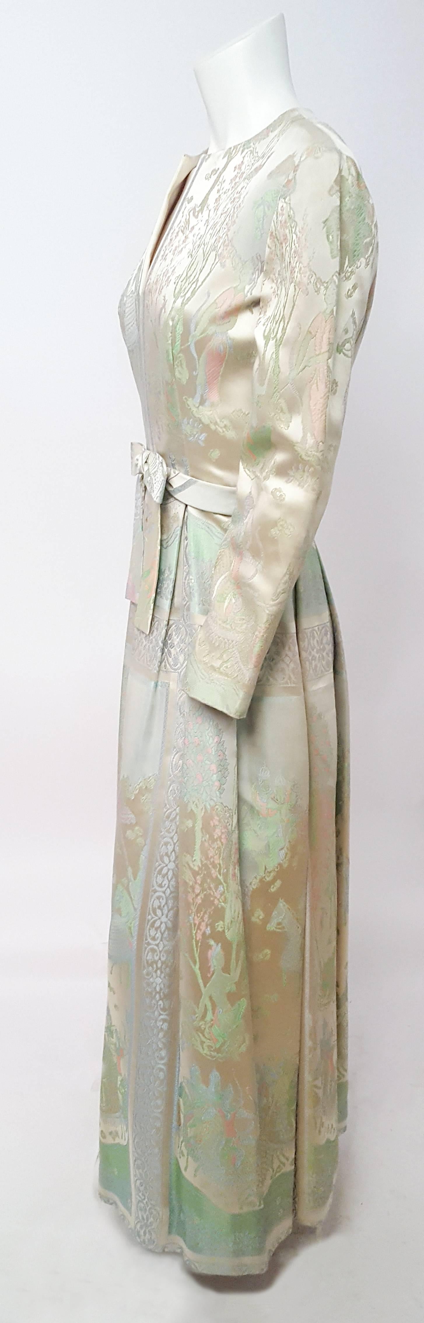 60s Siam Motif Brocade Gown. Back zip closure.