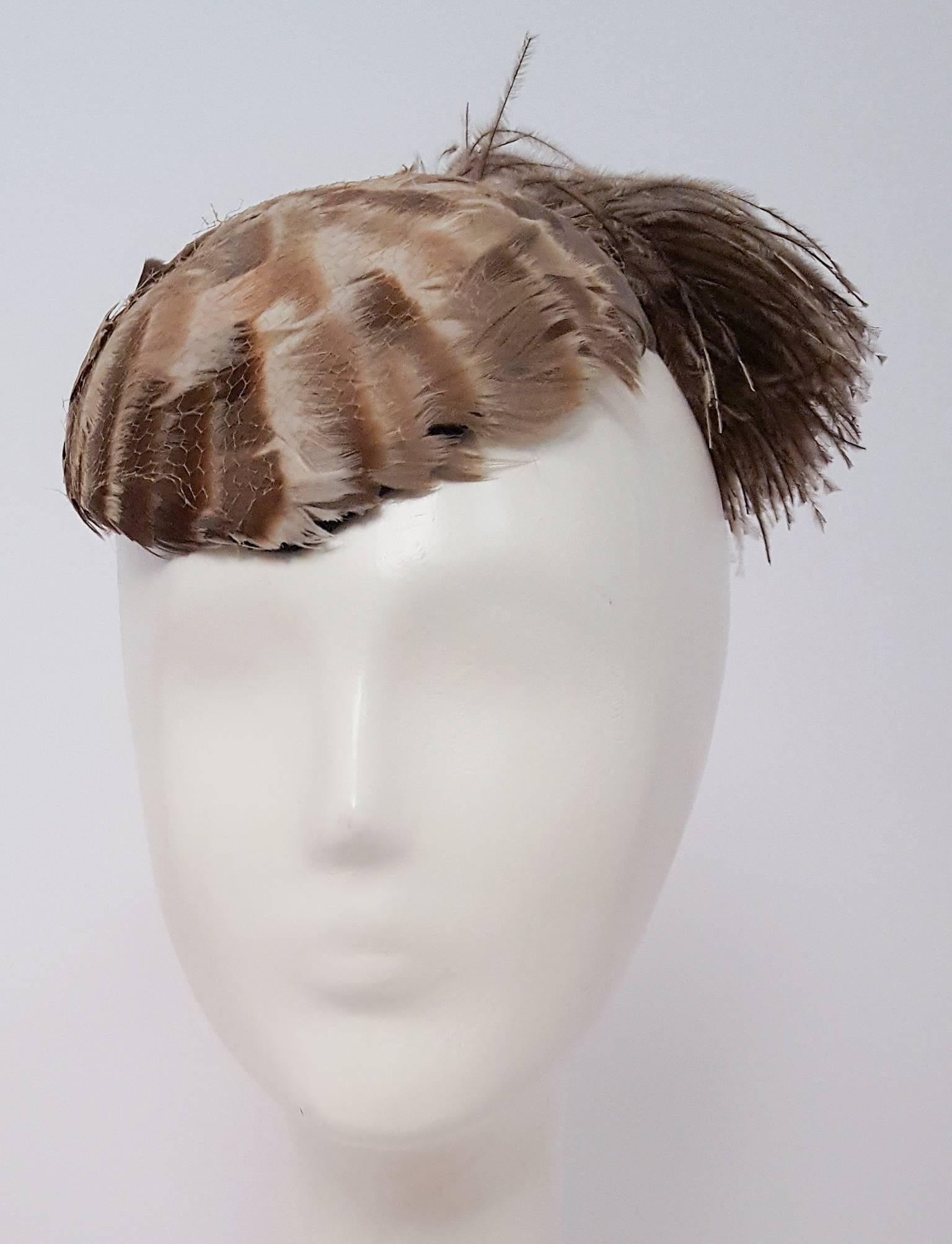 30s Feathered Fashion Hat In Excellent Condition For Sale In San Francisco, CA