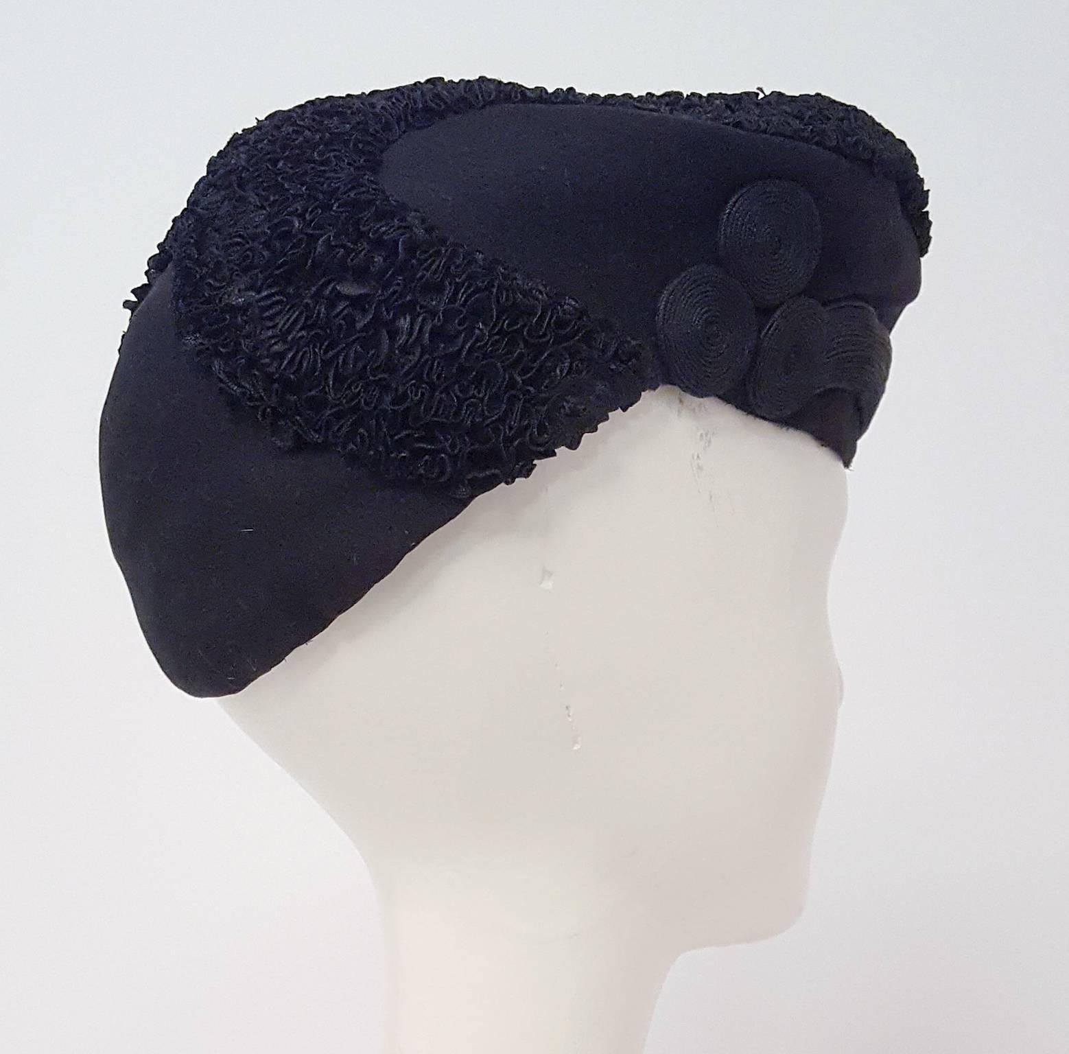 Gray 40s Ruffle Fashion Hat For Sale