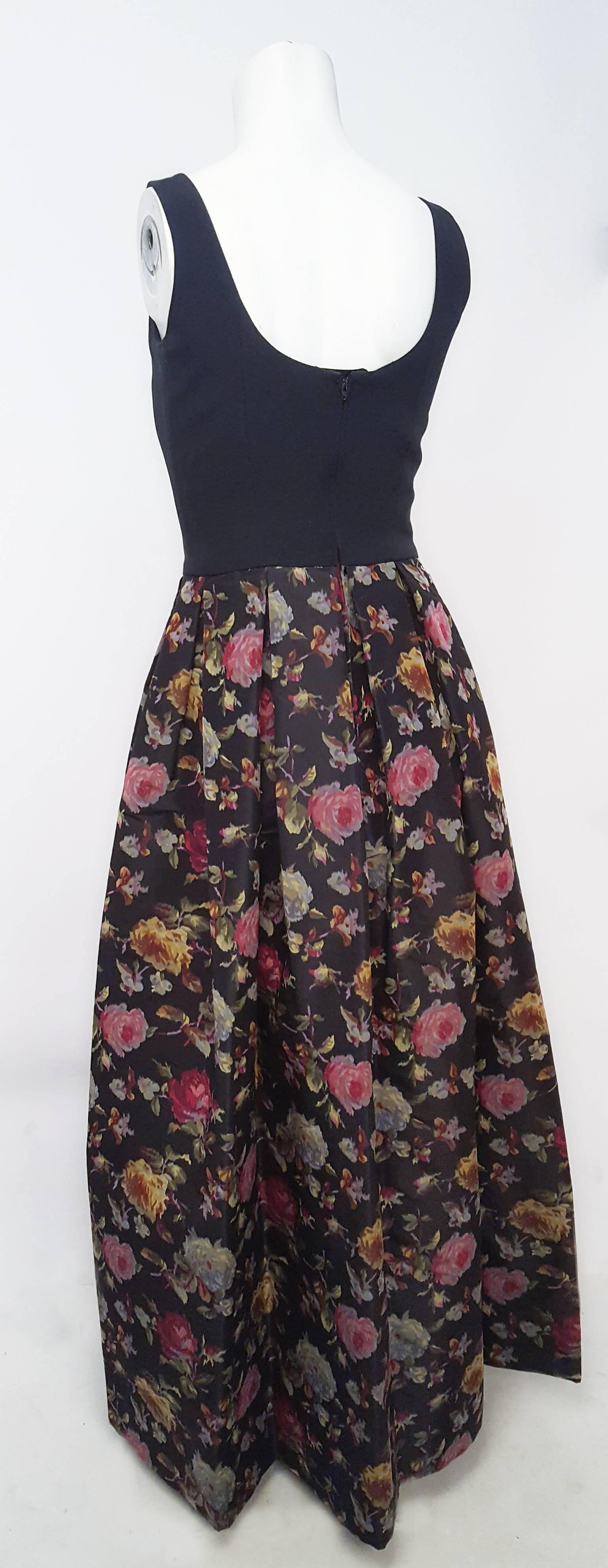 80s Black Abstract Floral Dress In Excellent Condition In San Francisco, CA