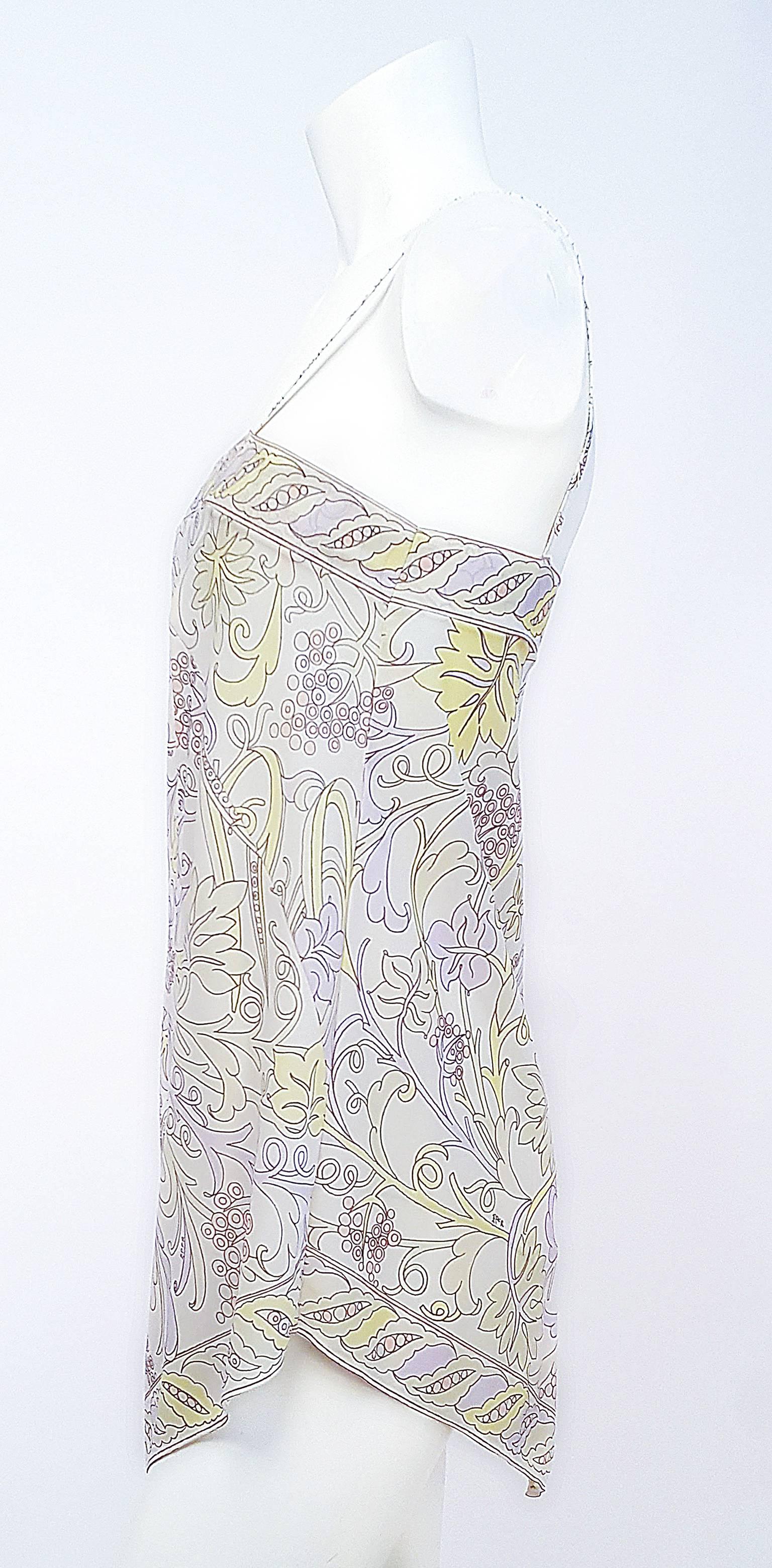 70s Emilio Pucci for Formfit Rodgers Pastel Handkerchief  Print Dress/Slip. Nylon jersey.