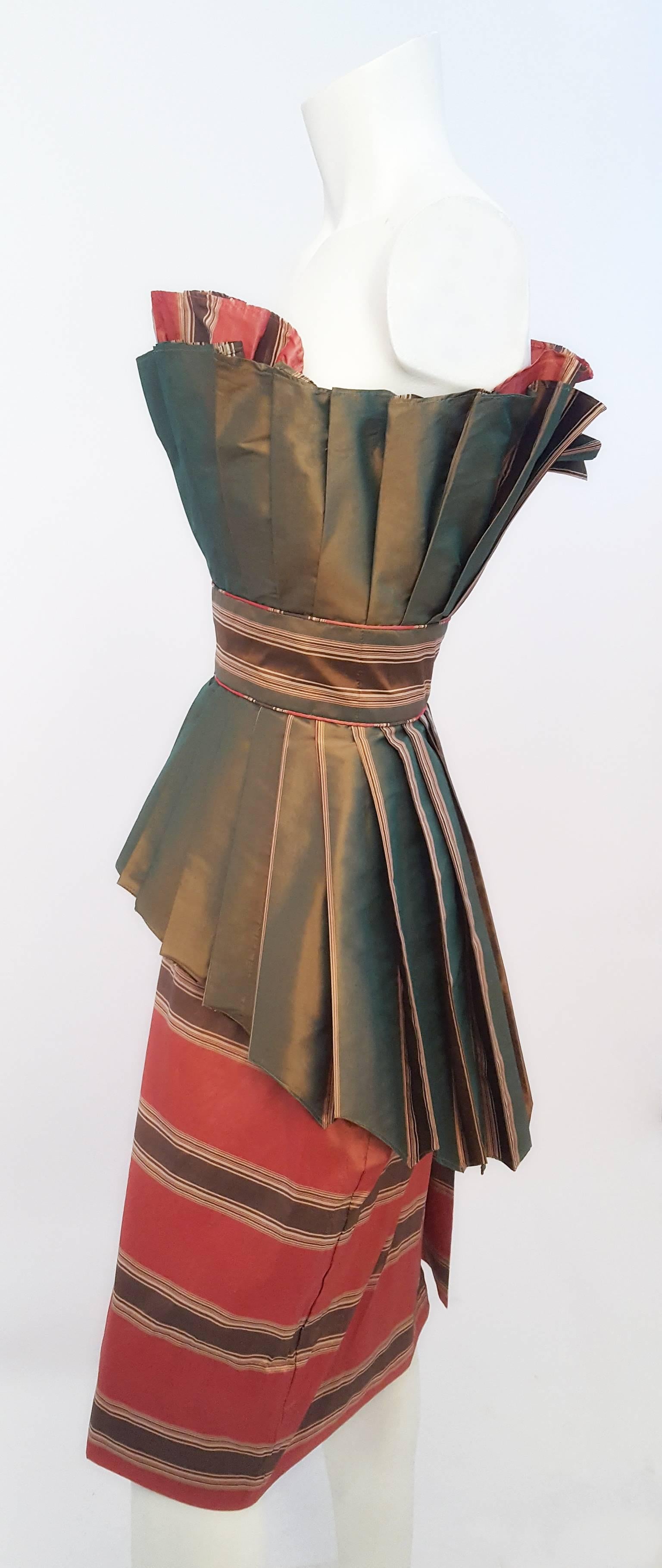 1980er Jahre Set aus Kleid und Mantel in Rosa & Olivgrün Damen