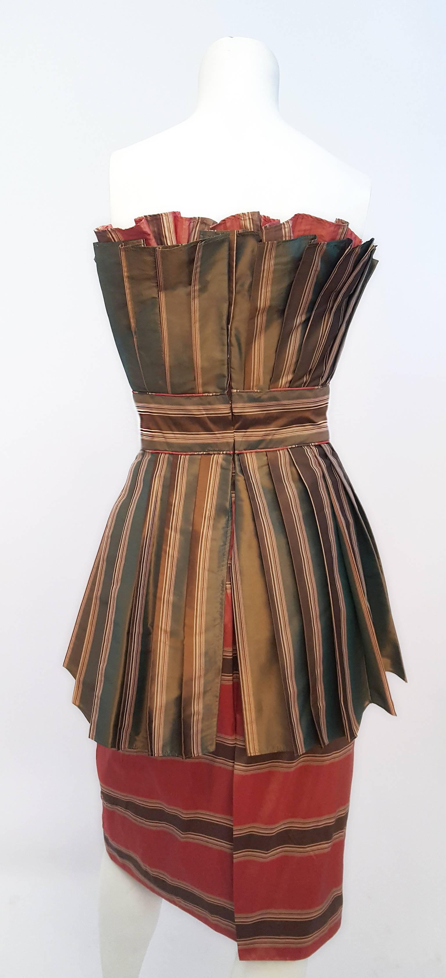 1980er Jahre Set aus Kleid und Mantel in Rosa & Olivgrün 1