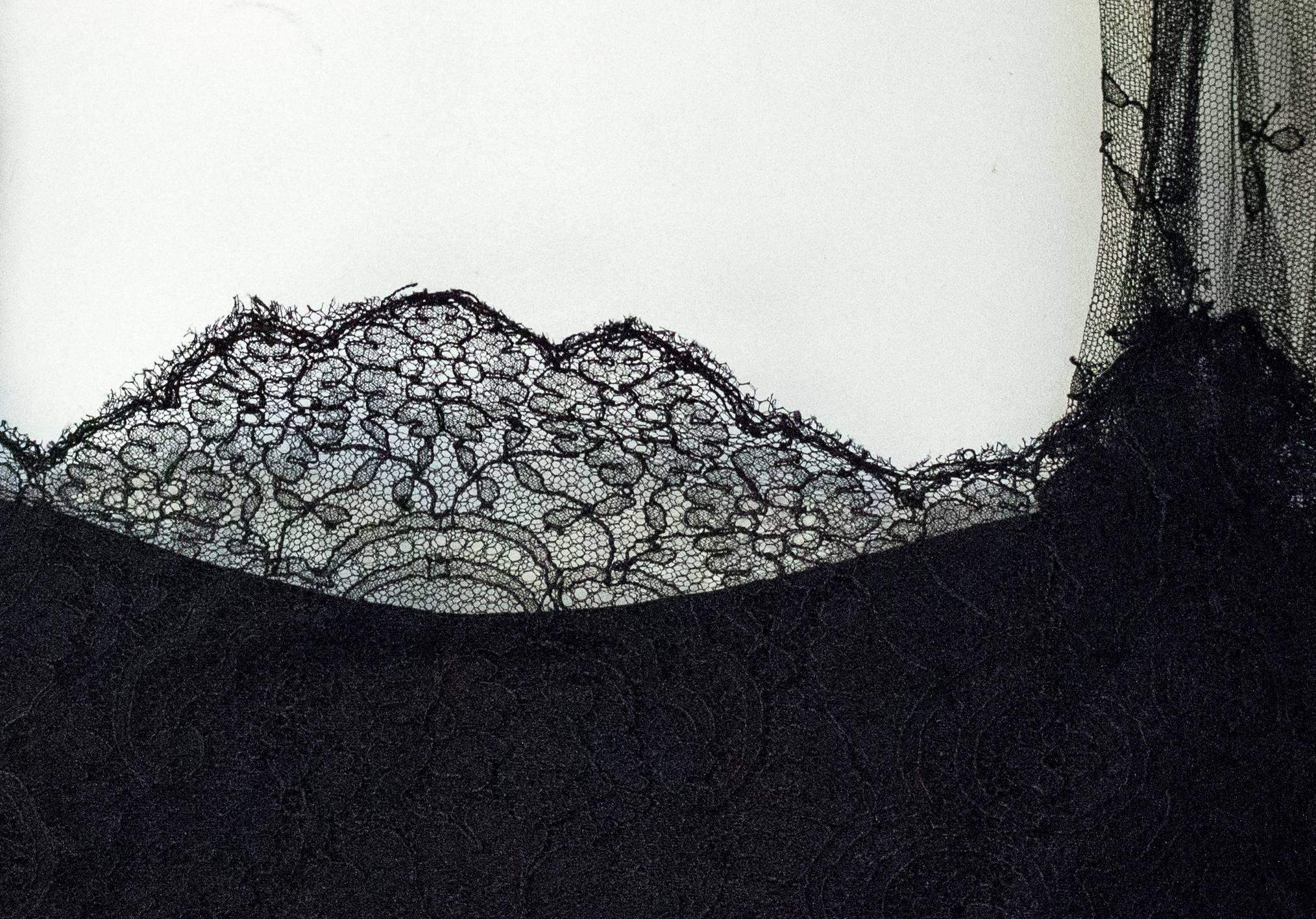 50s Black Chantilly Lace Cocktail Dress In Excellent Condition In San Francisco, CA