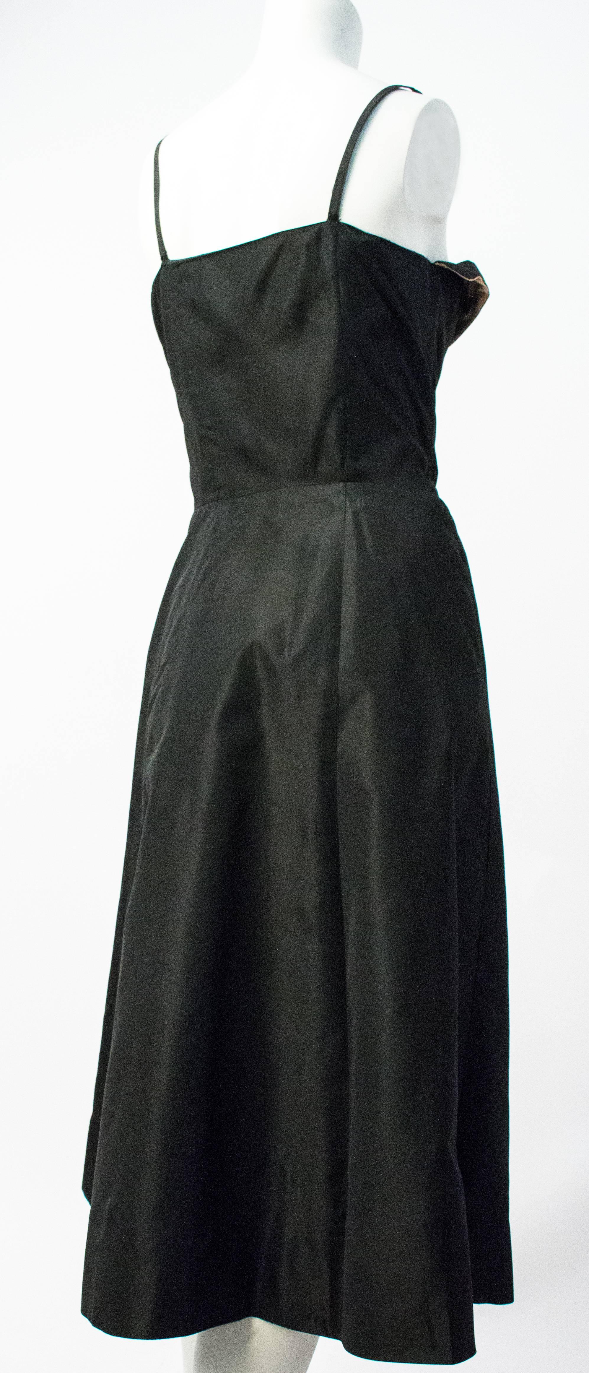 50s Black Taffeta w/ Bead Detail Evening Dress Suit In Good Condition For Sale In San Francisco, CA