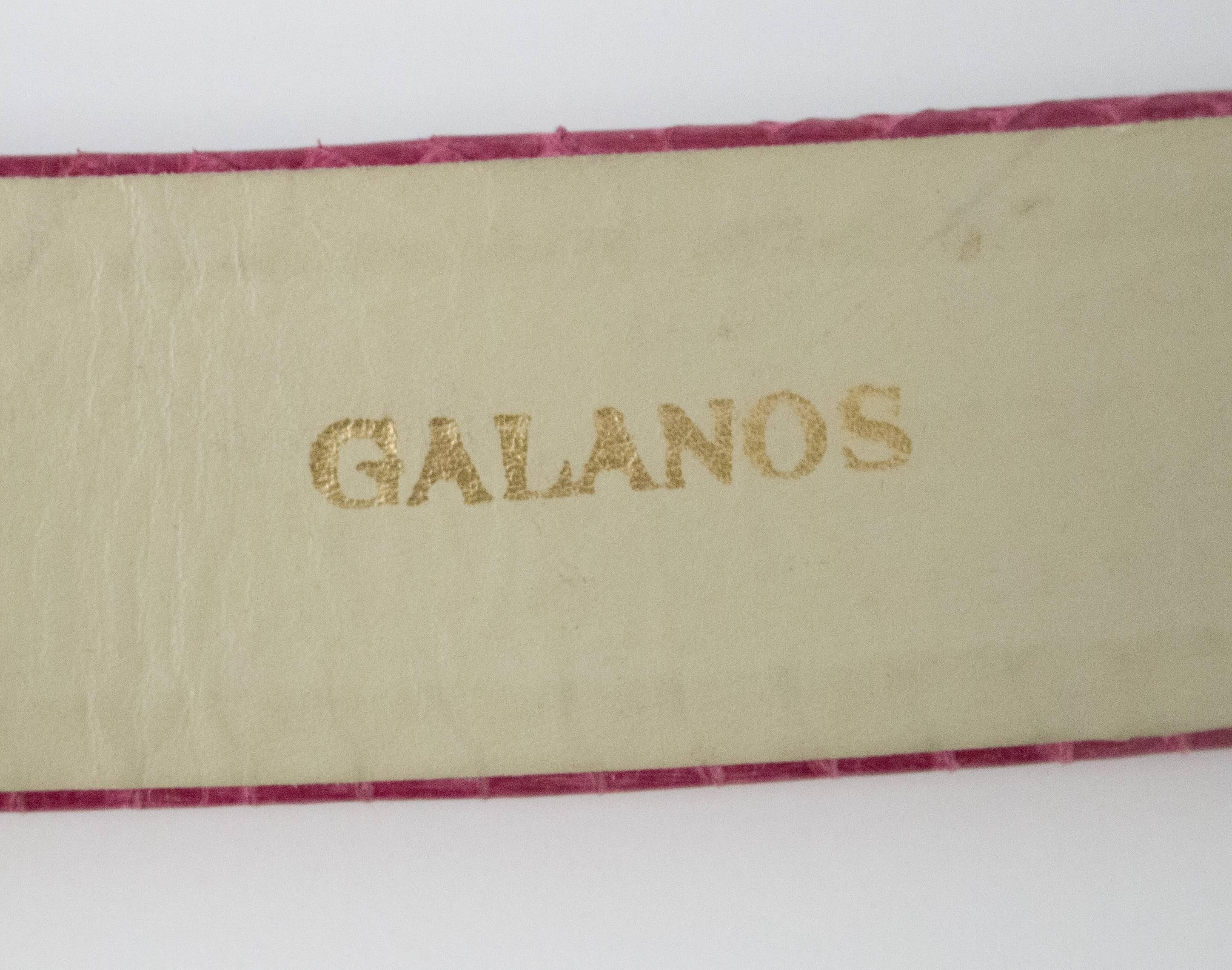 Galanos Magenta Snakeskin Belt. Pronged belt buckle fastening. Adjustable, maximum 29