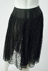 50s Black Lace Belted Hostess Skirt