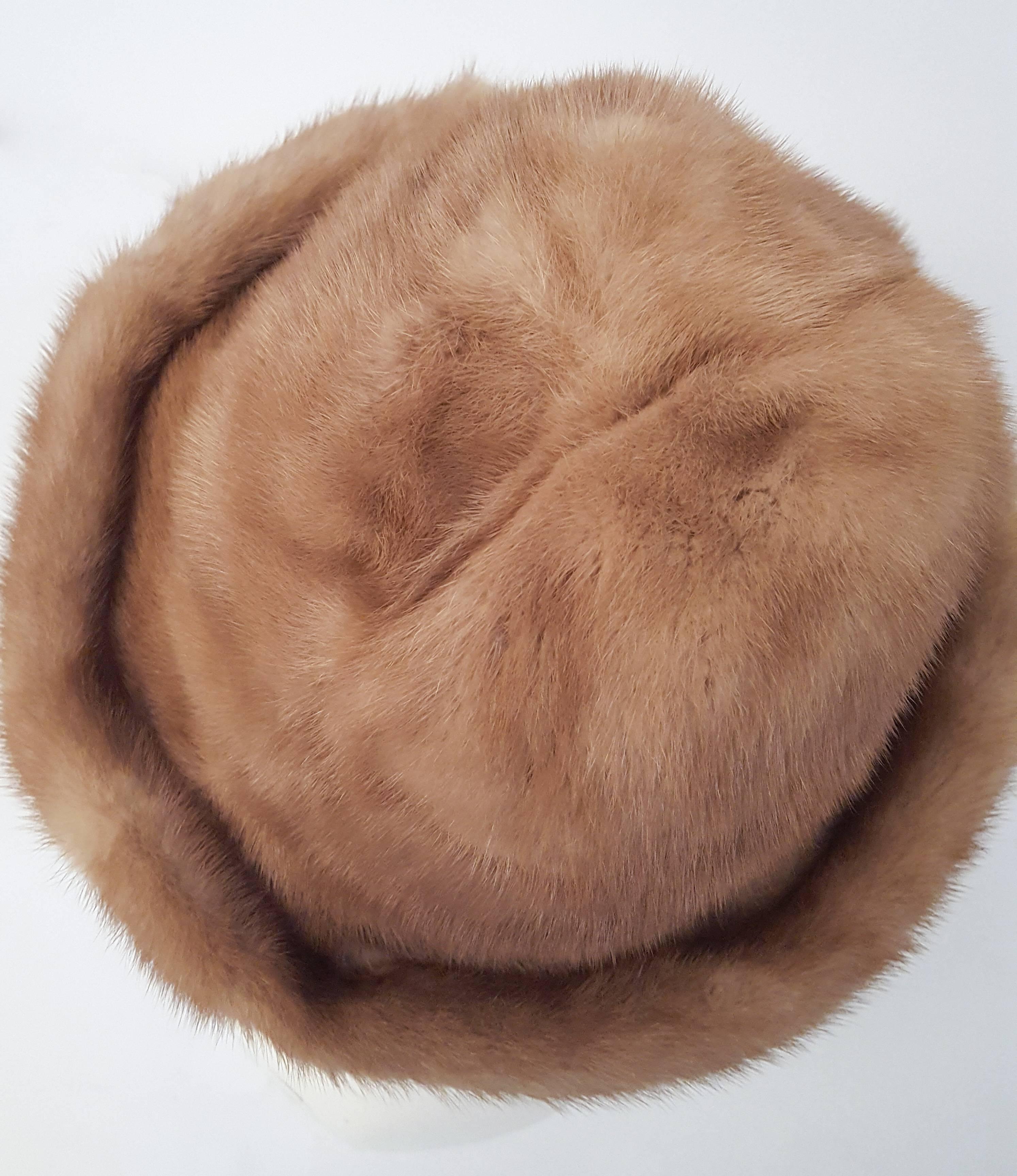 Women's 70s Natural Brown Mink Brimmed Hat
