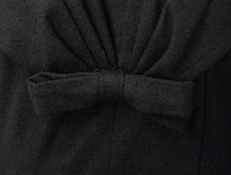 50s Black Wool Dress w/ Bow For Sale at 1stDibs