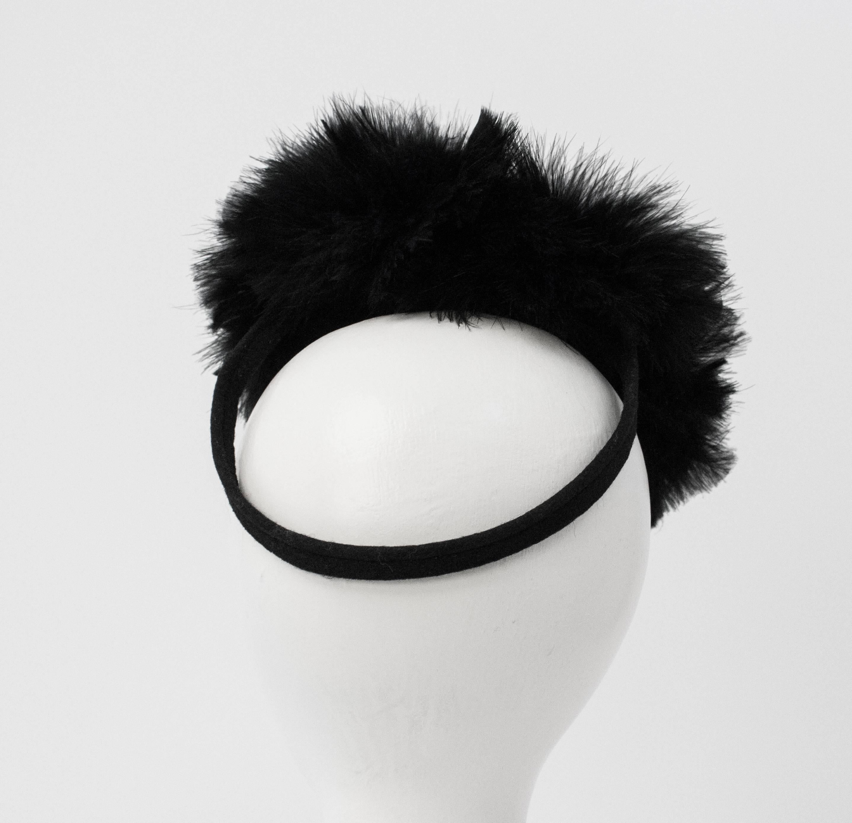 Women's 40s Black Feather & Velvet Hat
