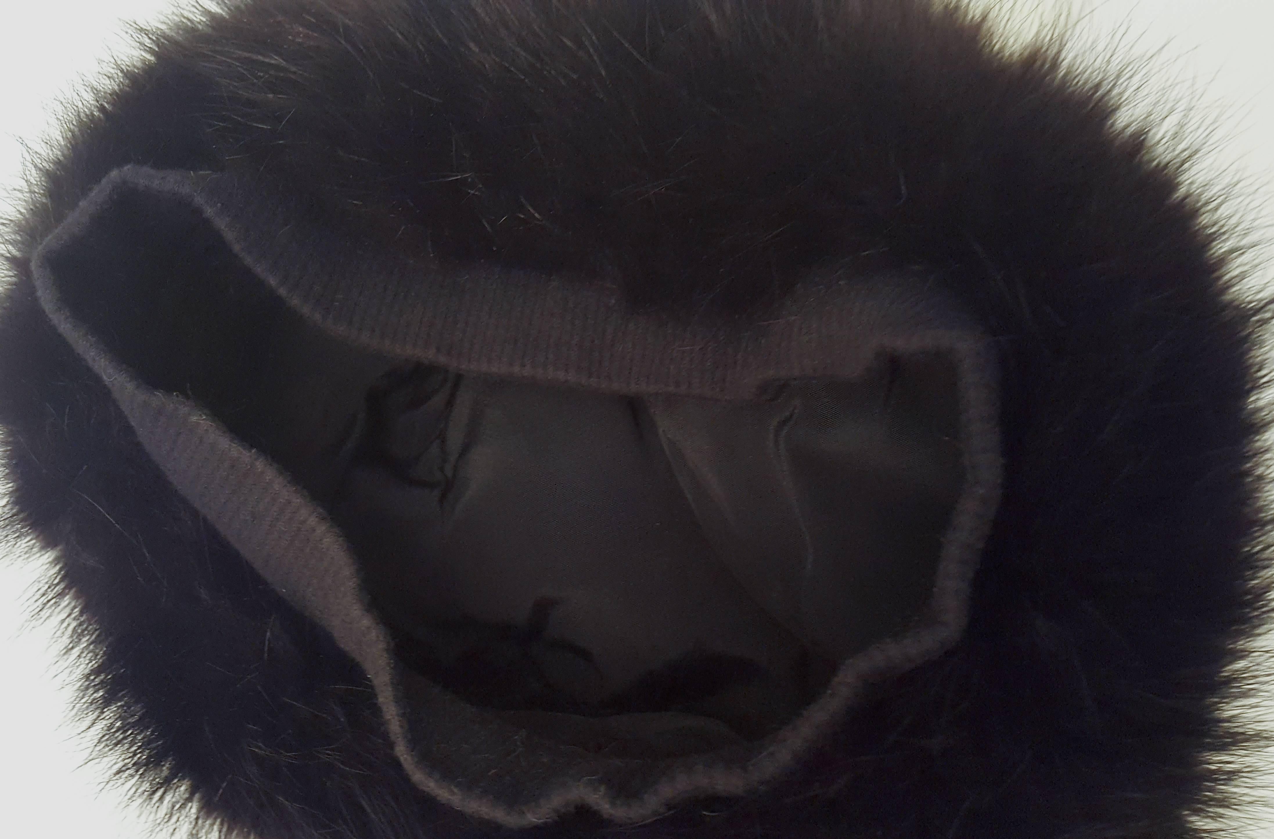 80s Black Fox Fur Hat 1