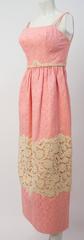 60s Pink Column Dress w/ Lace Applique