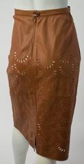 Valentino Calfskin Leather Skirt w/ Cut Work Detail