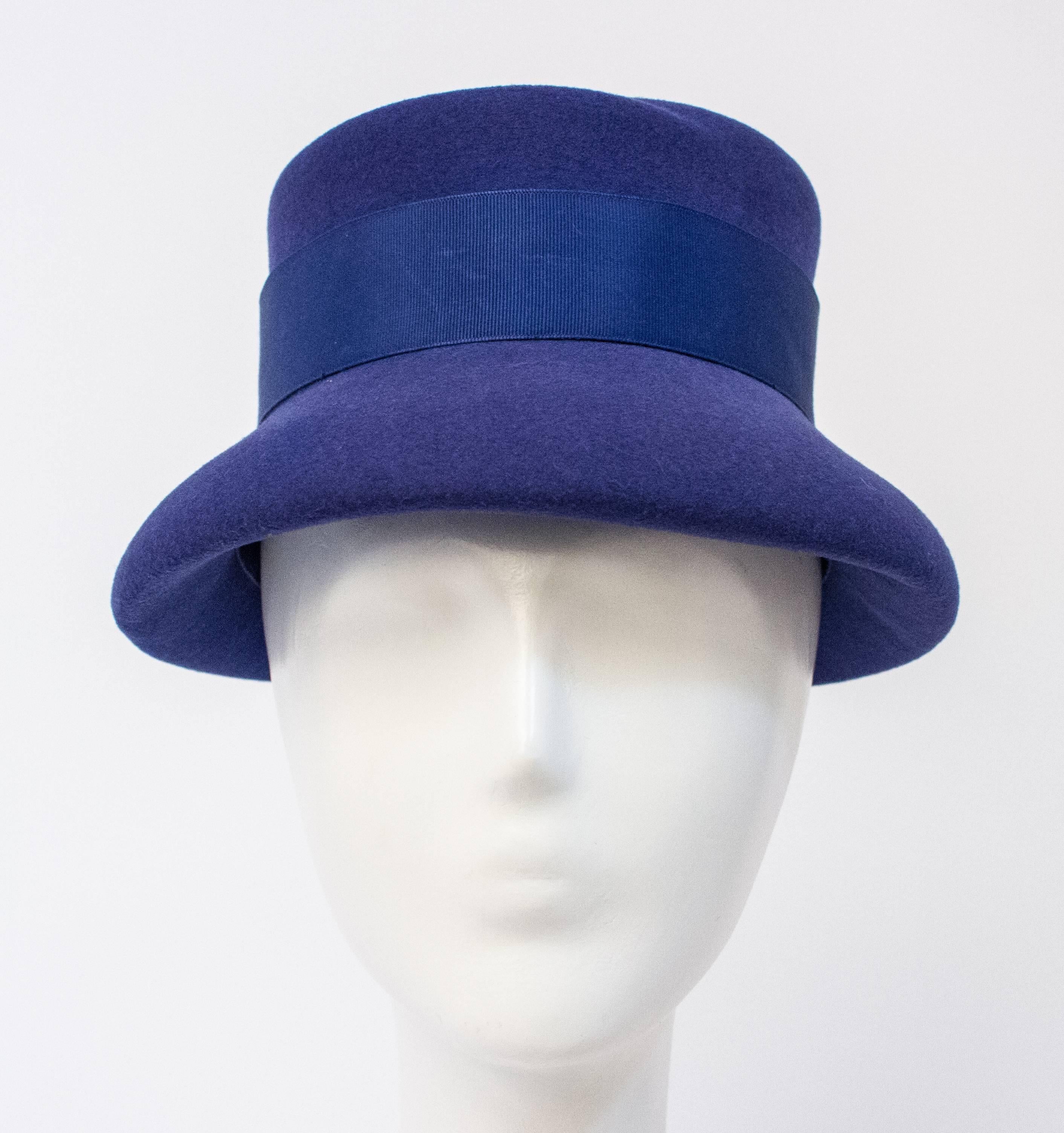 Blue 60s Violet Wool Felt Hat