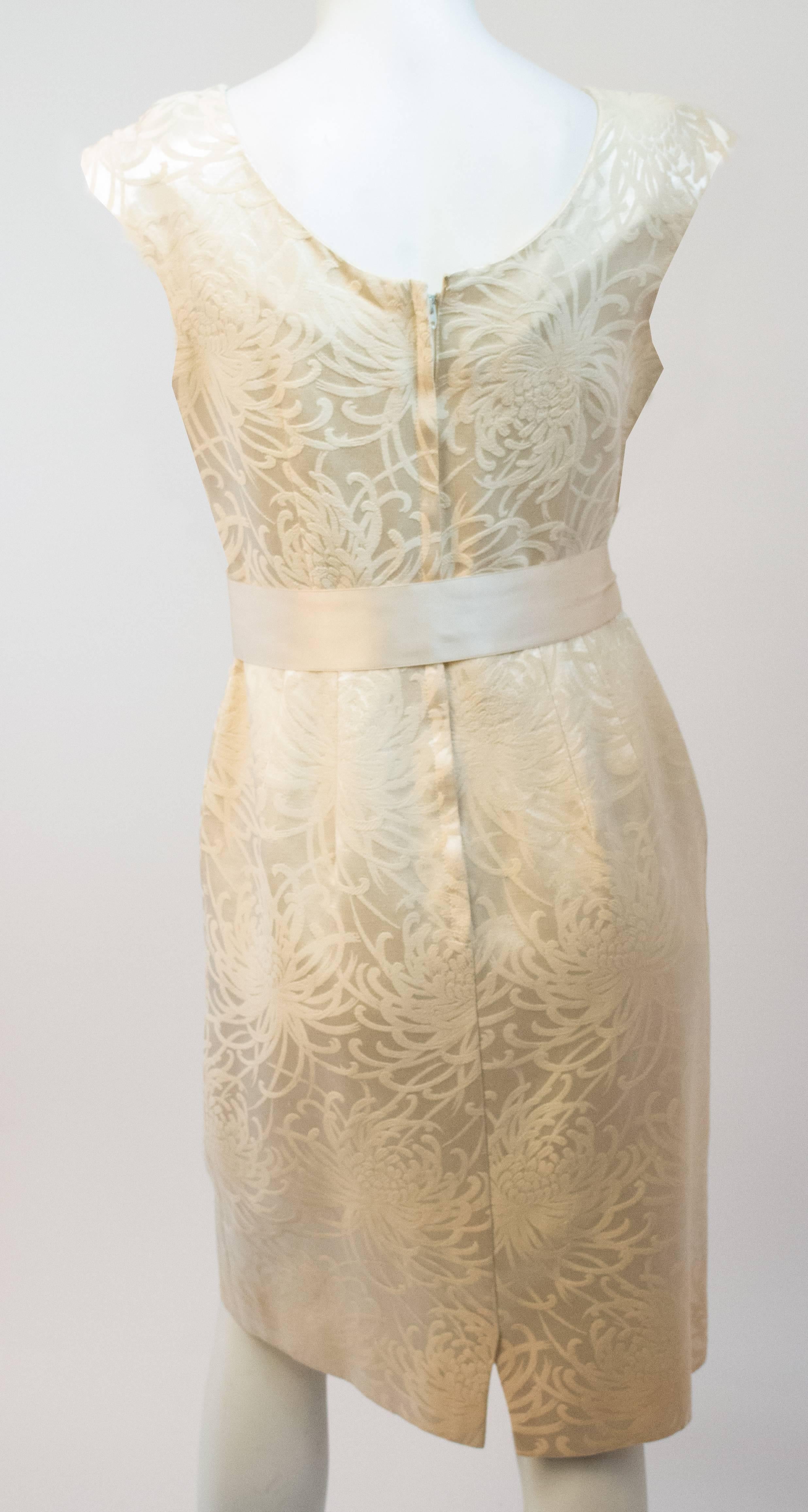 60s Sheath Ivory-toned Dress. This dress has been styled with a sash for photographs but does not come with the dress.