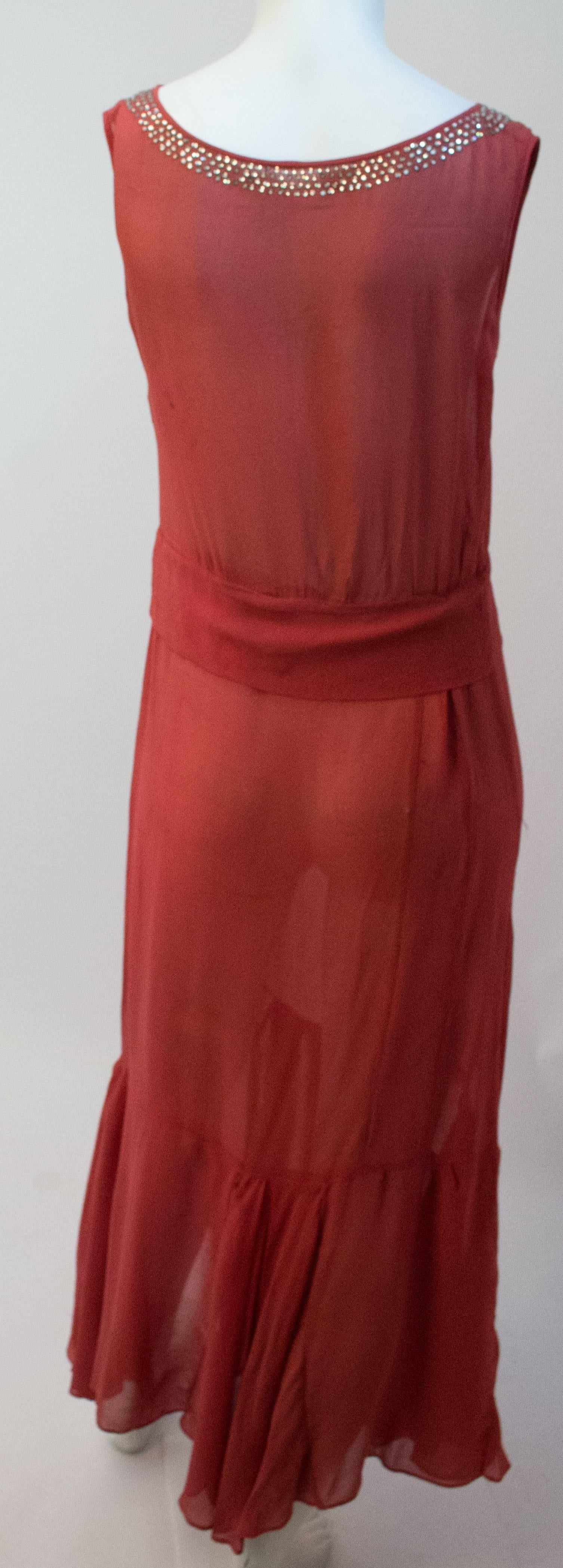 20s Trompe L'Oeil Rhinestone Bow Dress. No closures. Some wear shown in photos. 