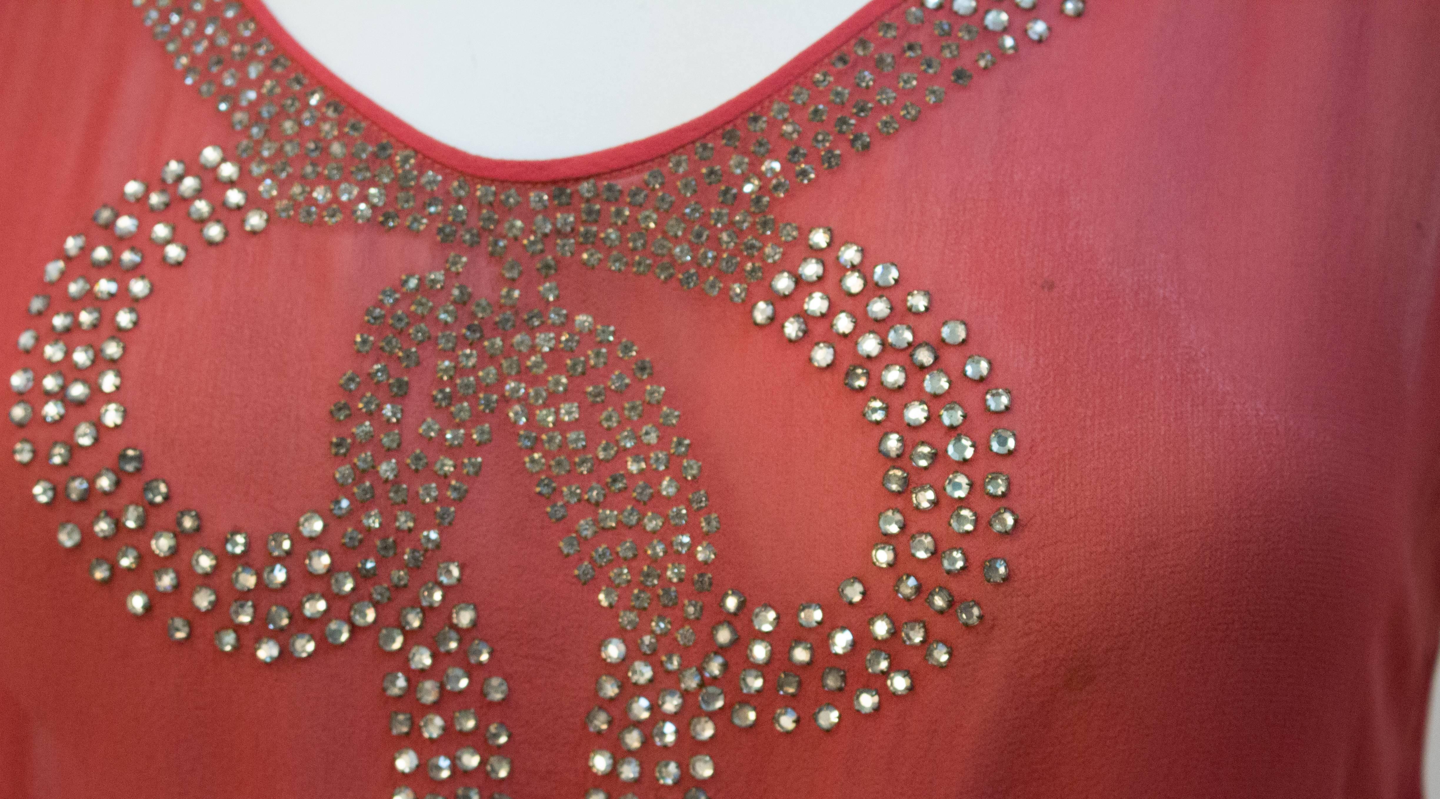 20s Trompe L'Oeil Rhinestone Bow Dress In Fair Condition For Sale In San Francisco, CA
