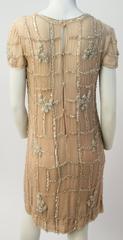 60s Malcom Starr Beaded Nude Cocktail Dress