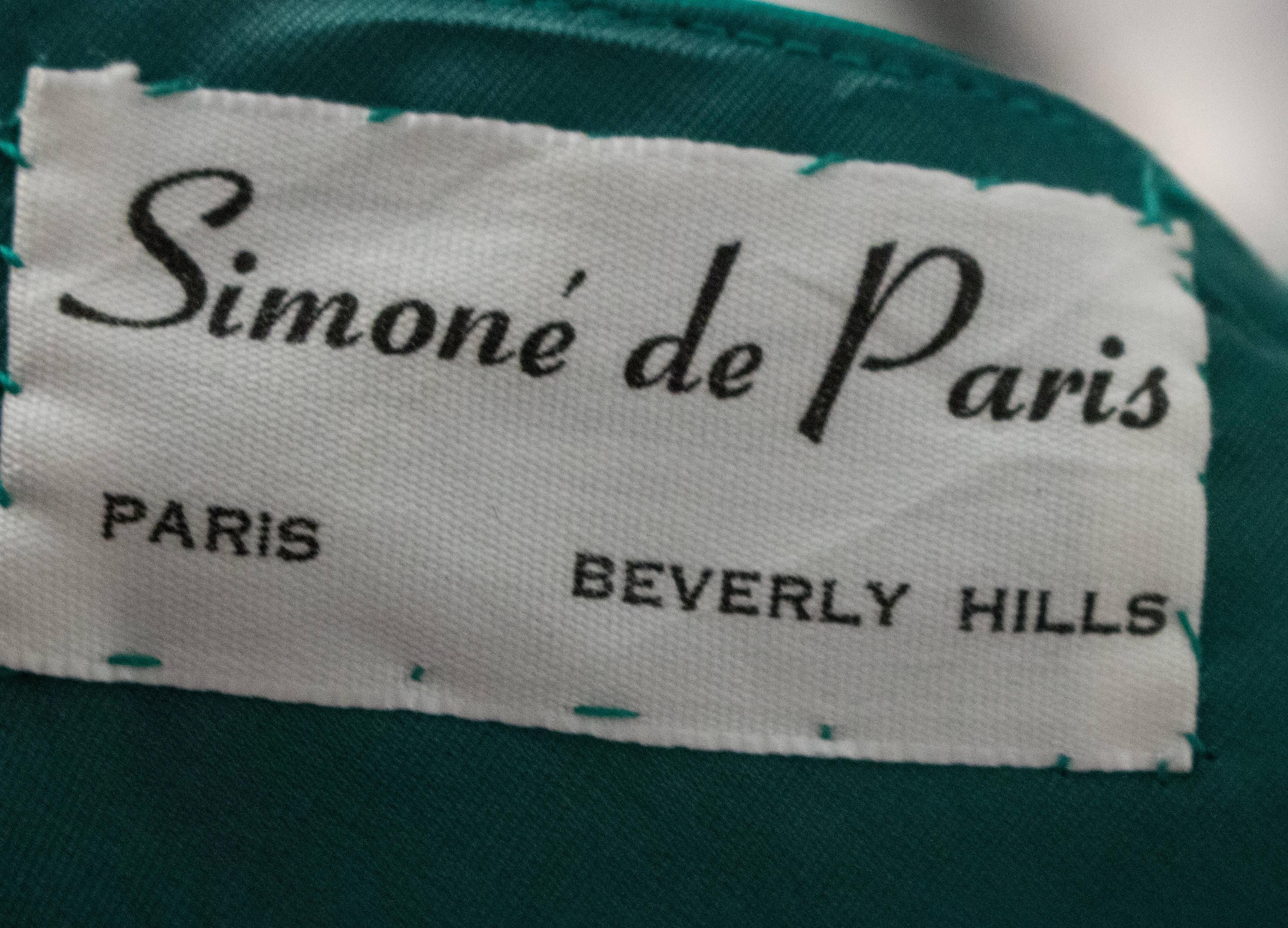 Robe en jacquard vert des années 60 avec corsage à sequins Bon état - En vente à San Francisco, CA