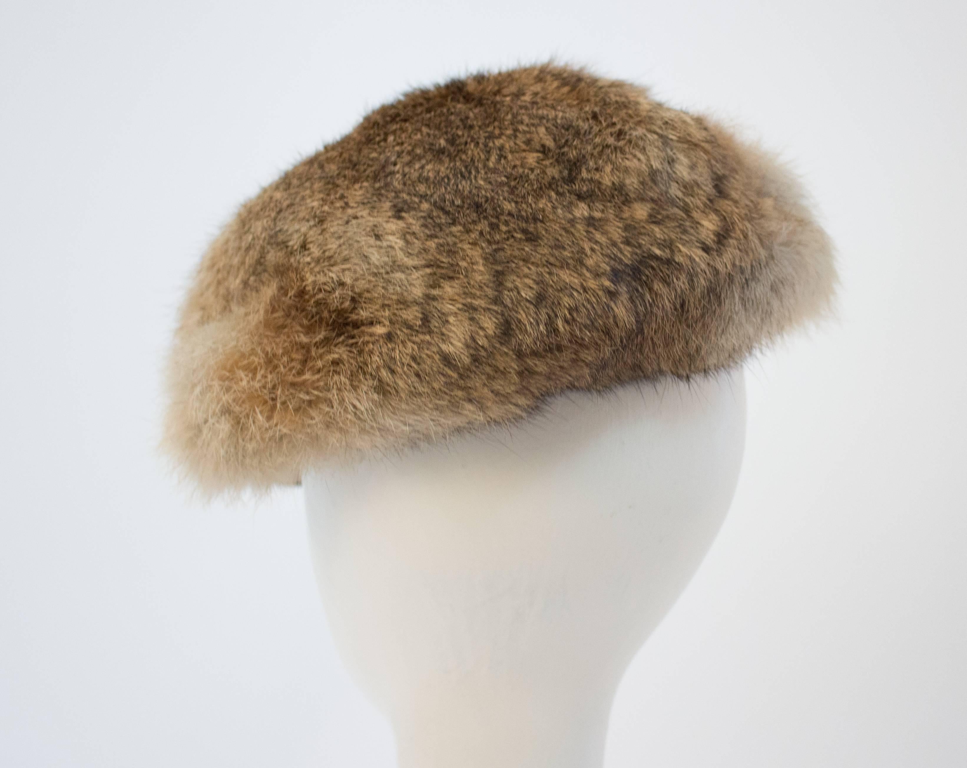 Brown 60s Cap Leather and Rabbit Fur 