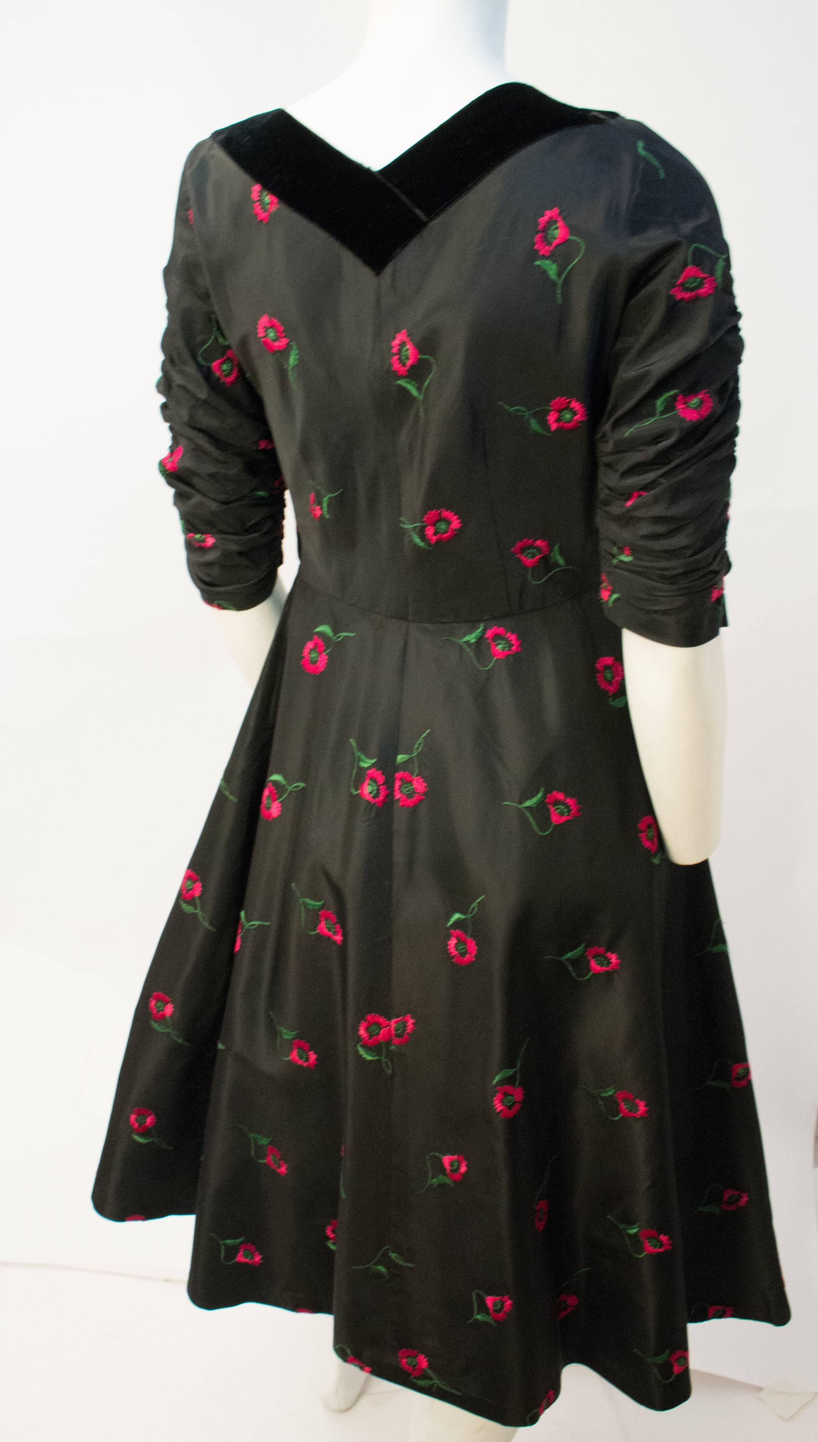 Black 50s Poppy Dress with Velvet Collar