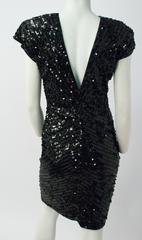 80s Tadashi Black Sequin Dress
