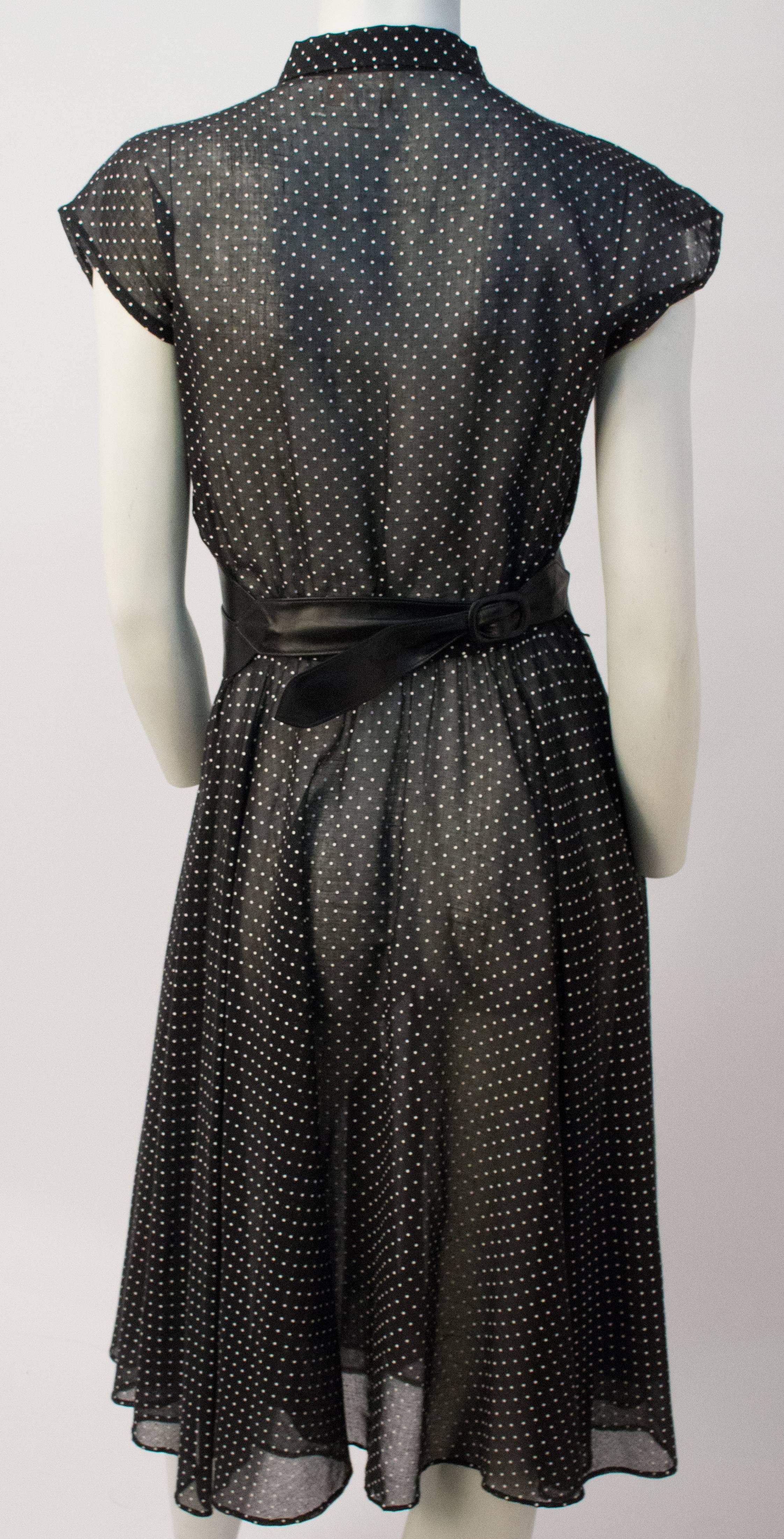 70s Black Sheer Dot Dress In Good Condition In San Francisco, CA