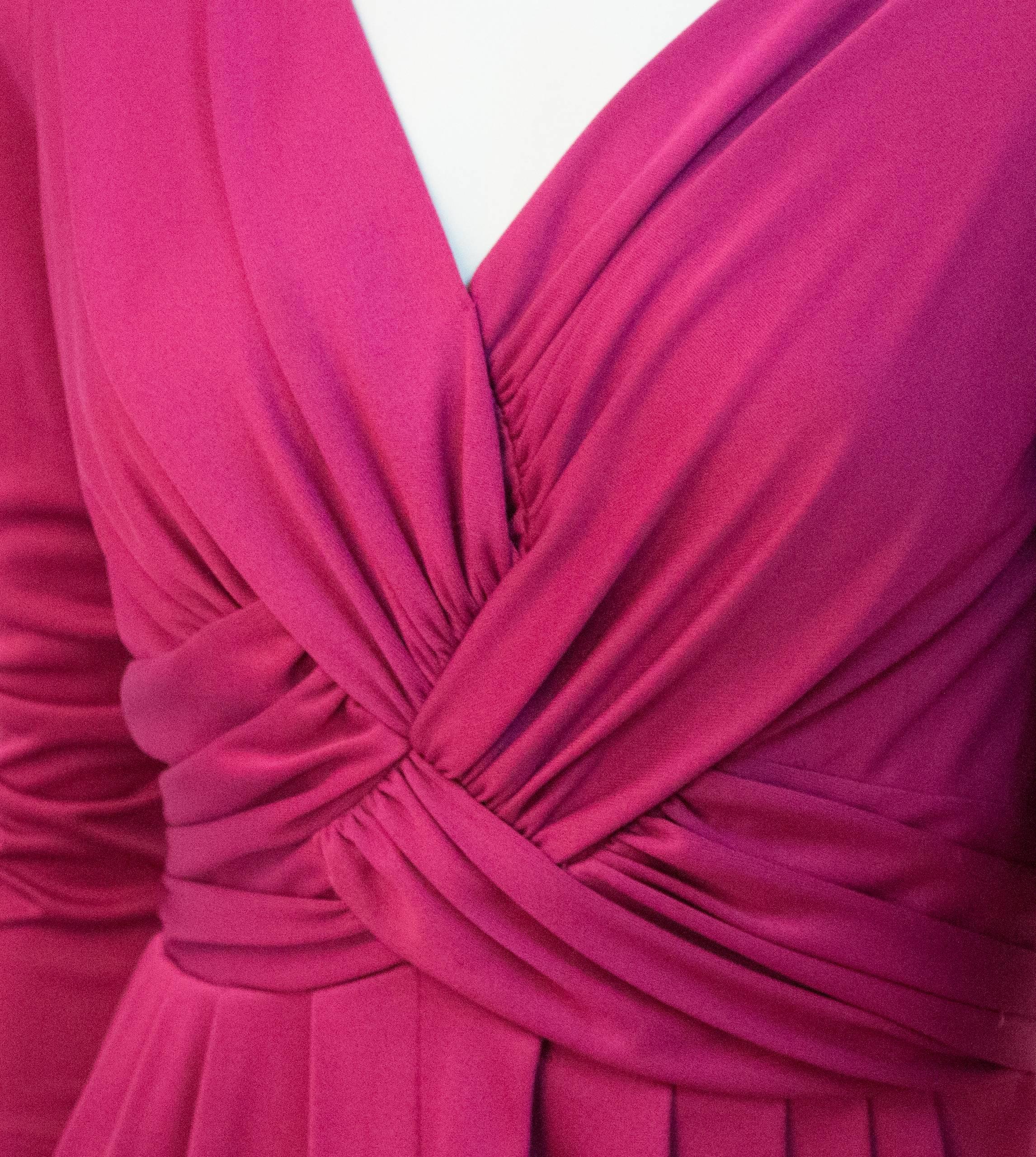 Red 70s Magenta Jersey Dress For Sale