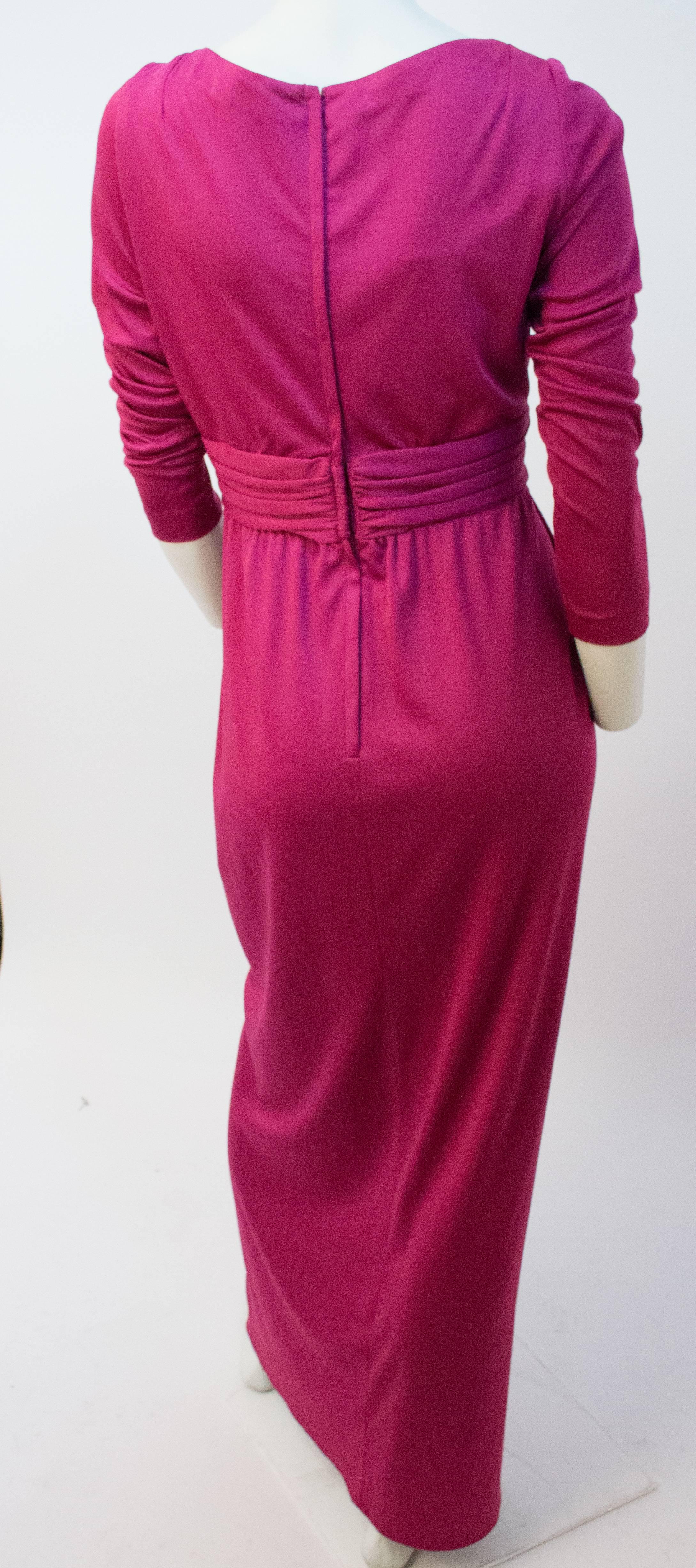 70s Magenta Jersey Dress In Good Condition For Sale In San Francisco, CA