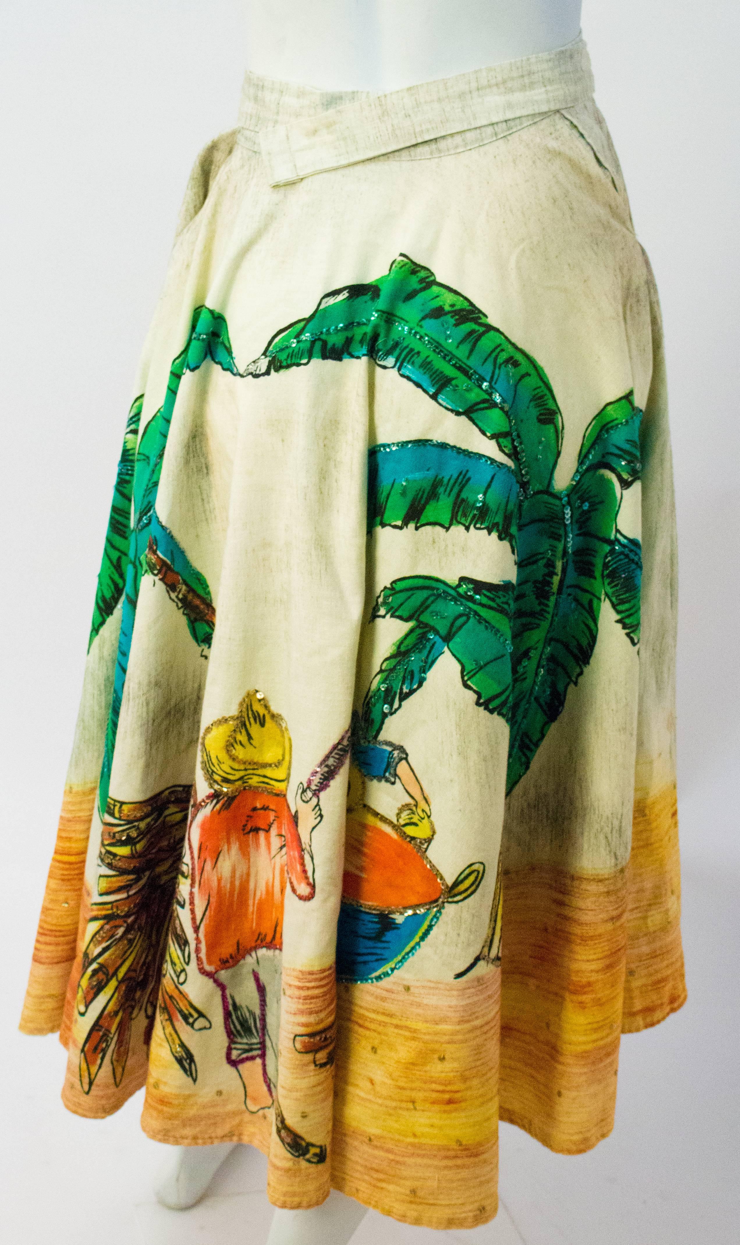 50s Mexican Cotton Souvenir Skirt 2