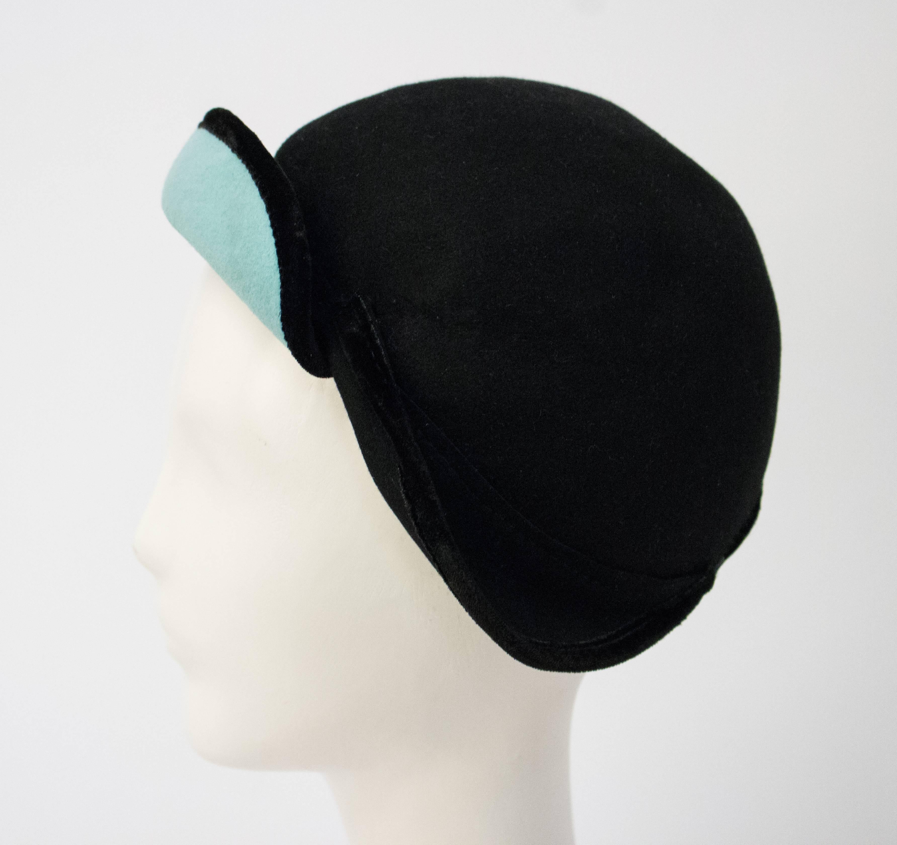 Women's 40s Felt Hat with Teal 