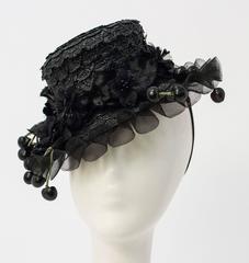40s Black Straw Hat