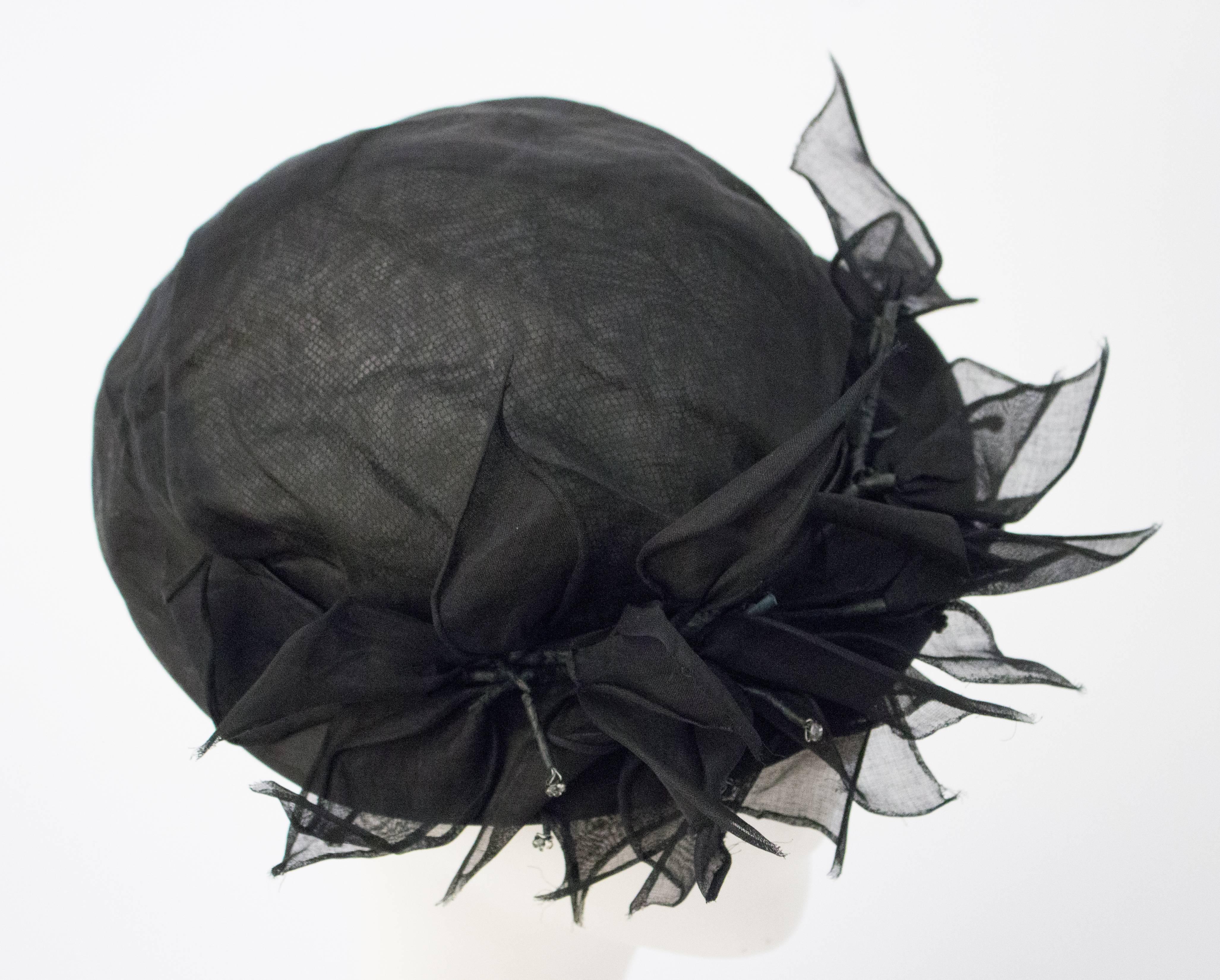 Women's 50s Black Tulle Hat