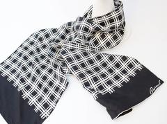 80s Burmel Black and White Plaid Scarf