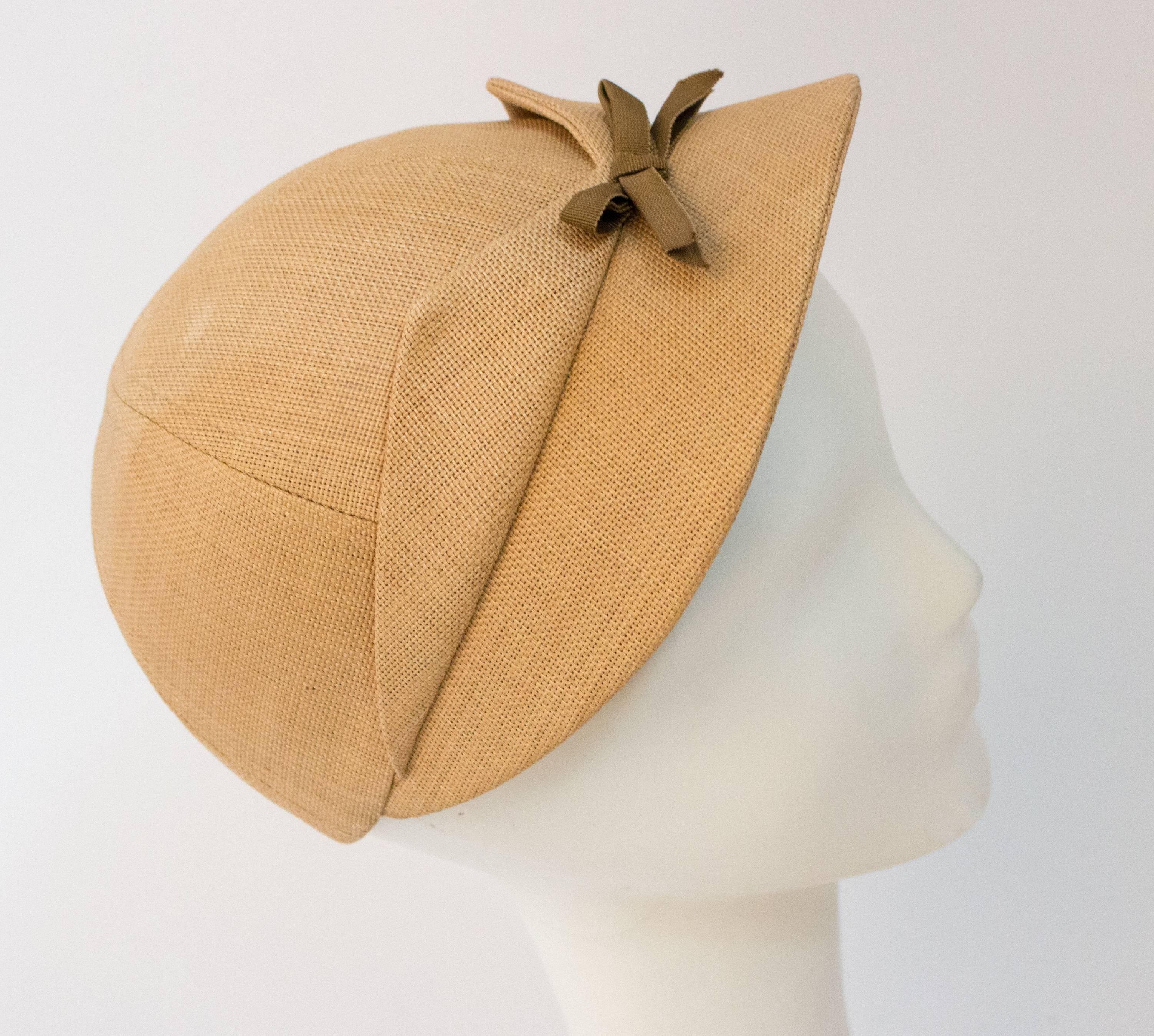 40s Straw Women's Sports Cap. Vintage vintage baseball cap with bow detail.