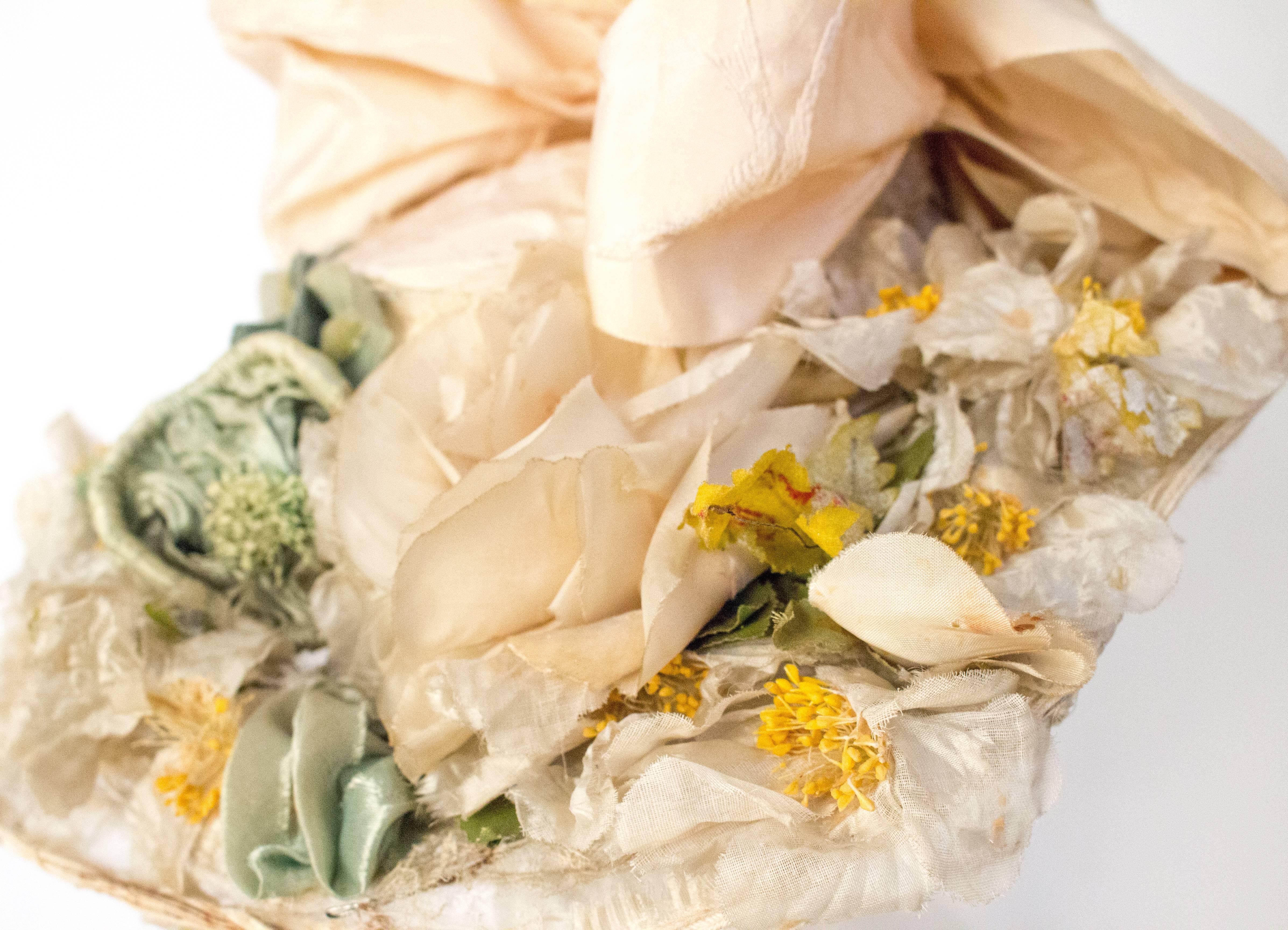 Women's 1910s Floral Edwardian Hat w/ Large Bow