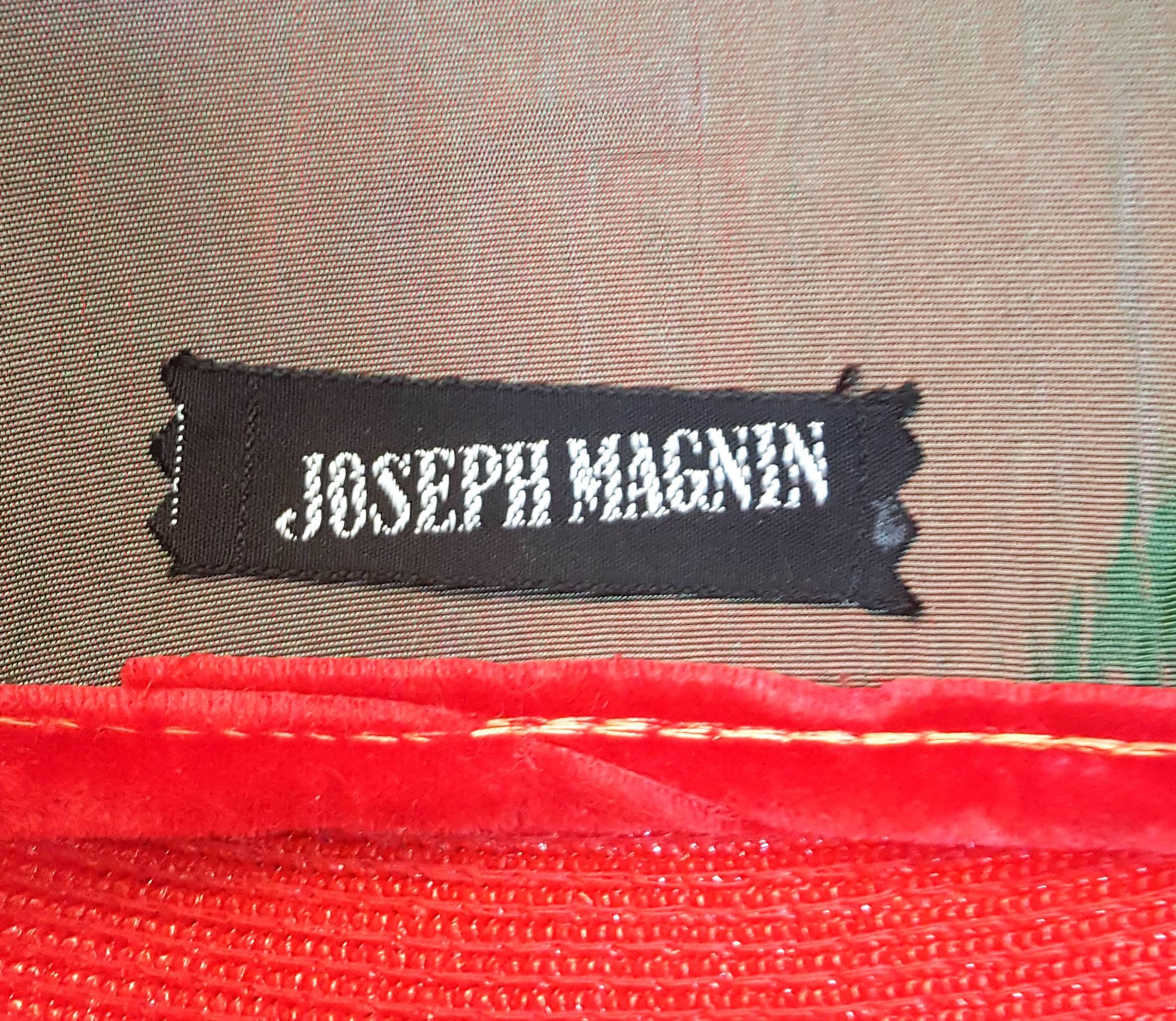 1950s Joseph Magnin Red Dish Hat w/ Black Rose 5