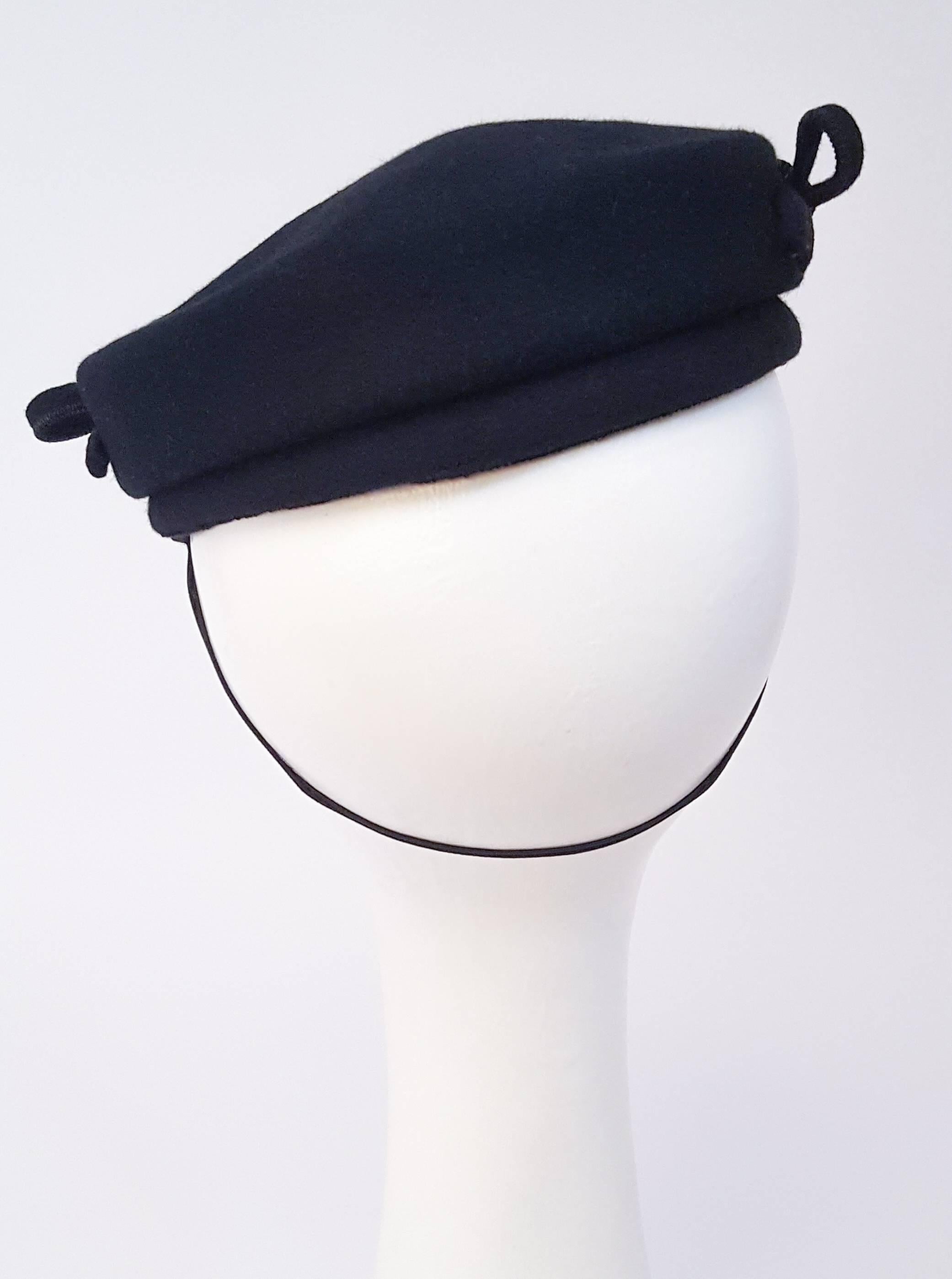 Women's 1940s Black Fashion Hat w/ Bows