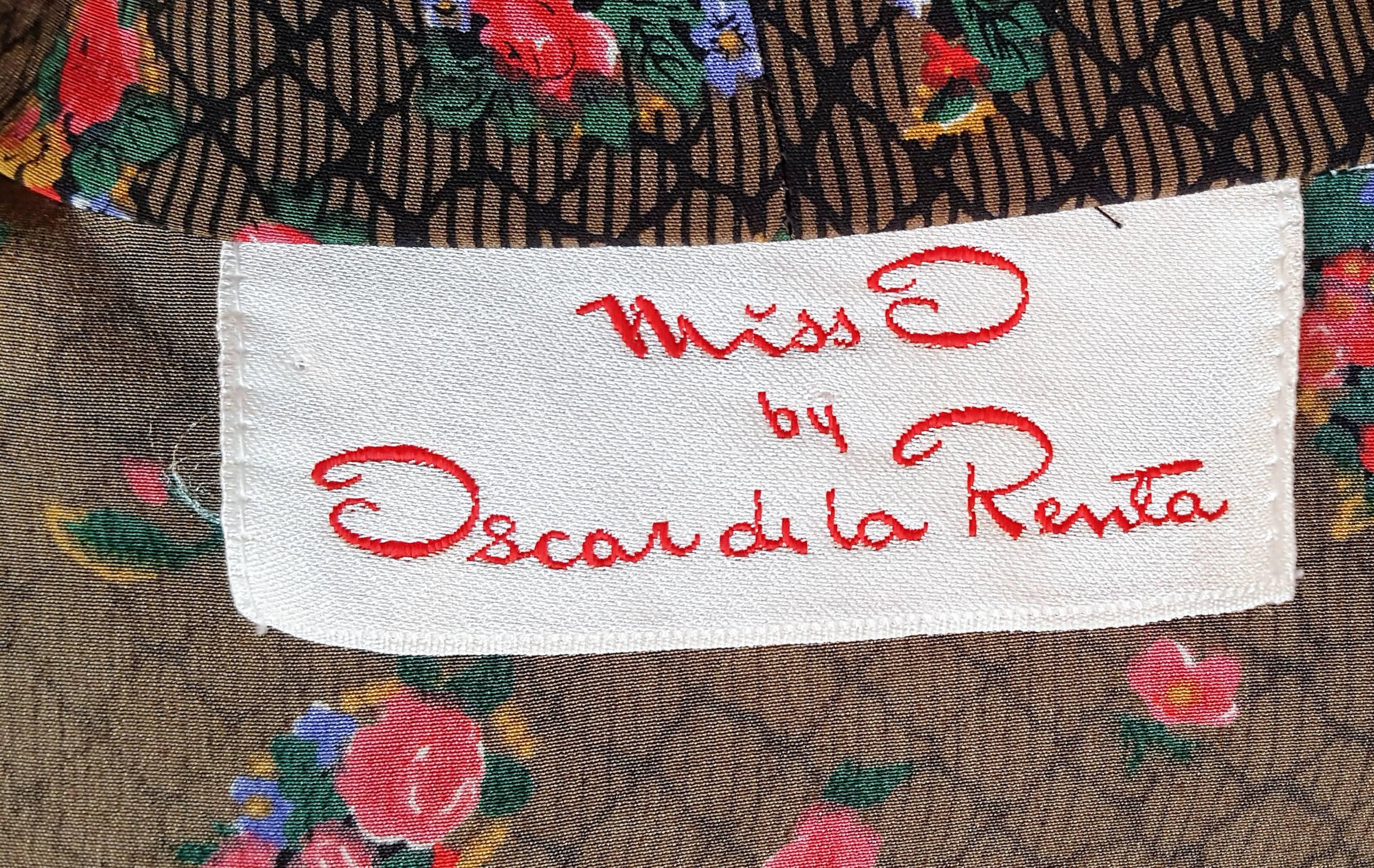 1980s Miss O by Oscar de la Renta Printed Floral Silk Blouse 1