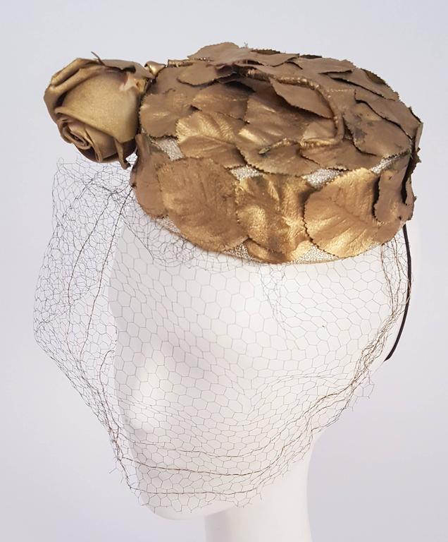 1960s Gold Pillbox Hat w/ Veil at 1stDibs pillbox hat with veil