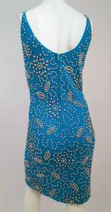 1960s Aqua Knit Beaded Mini Dress