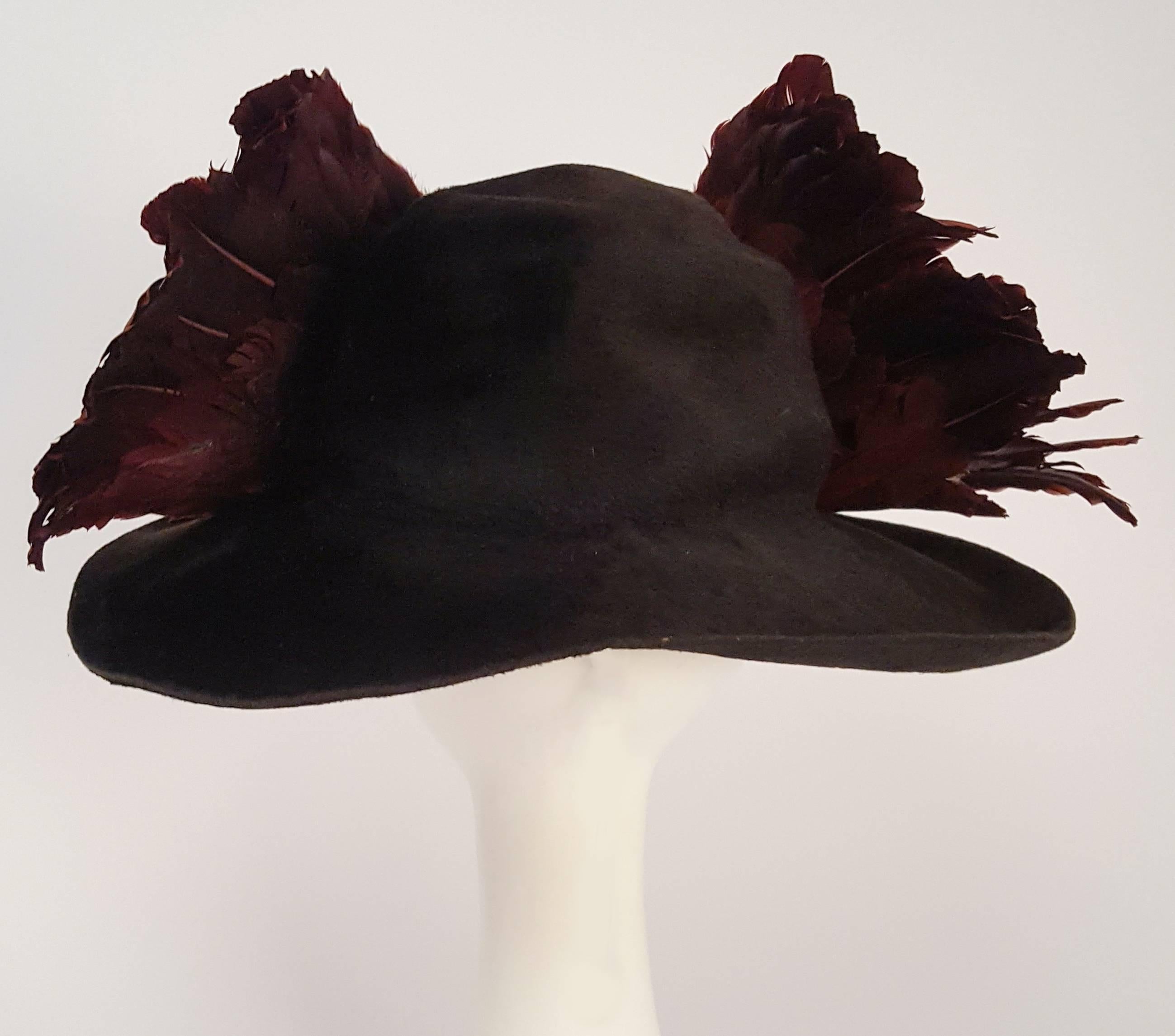Black Edwardian Winged Picture Hat
