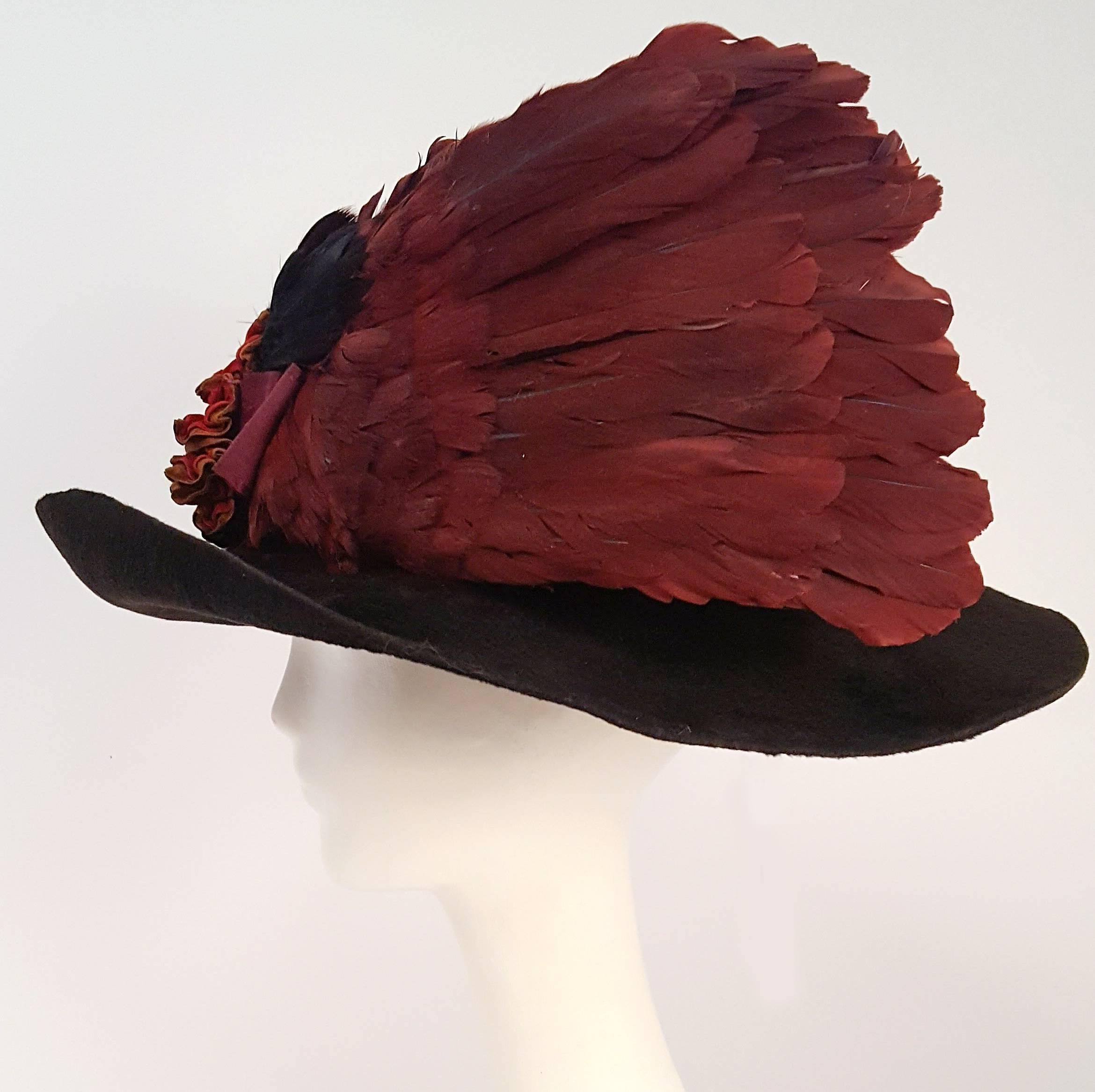 Edwardian Winged Picture Hat In Good Condition In San Francisco, CA